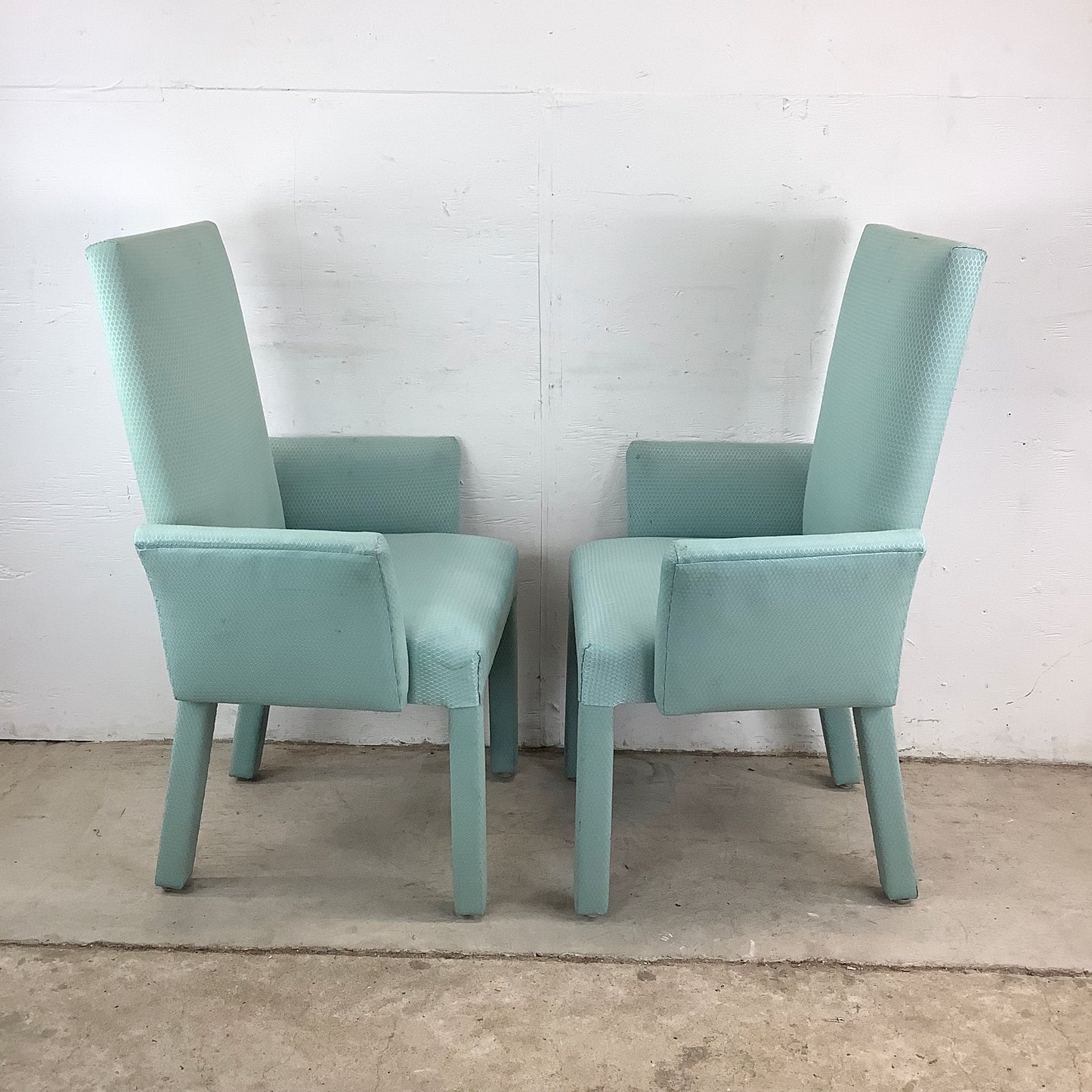 Sculptural Upholstered Armchairs – Vintage Pair