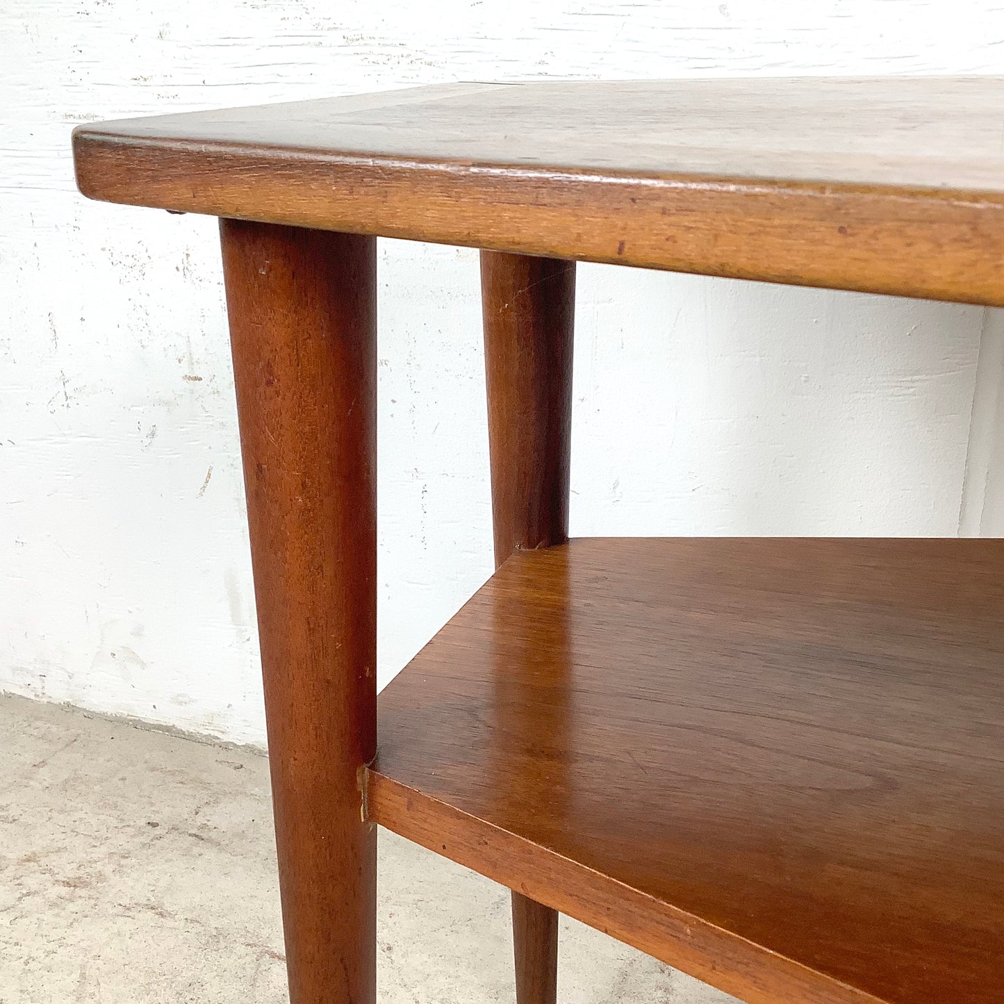 Vintage Trapezoidal Teak End Table