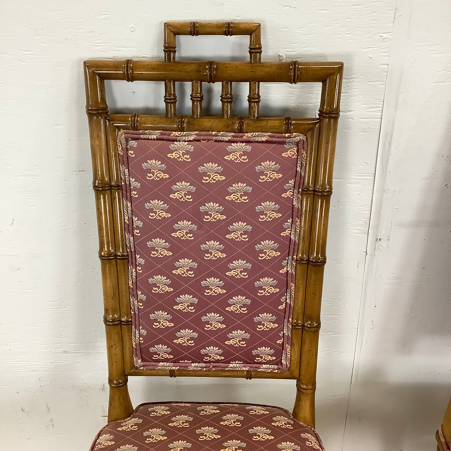 Vintage Regency Faux Bamboo Dining Chairs- set of Six
