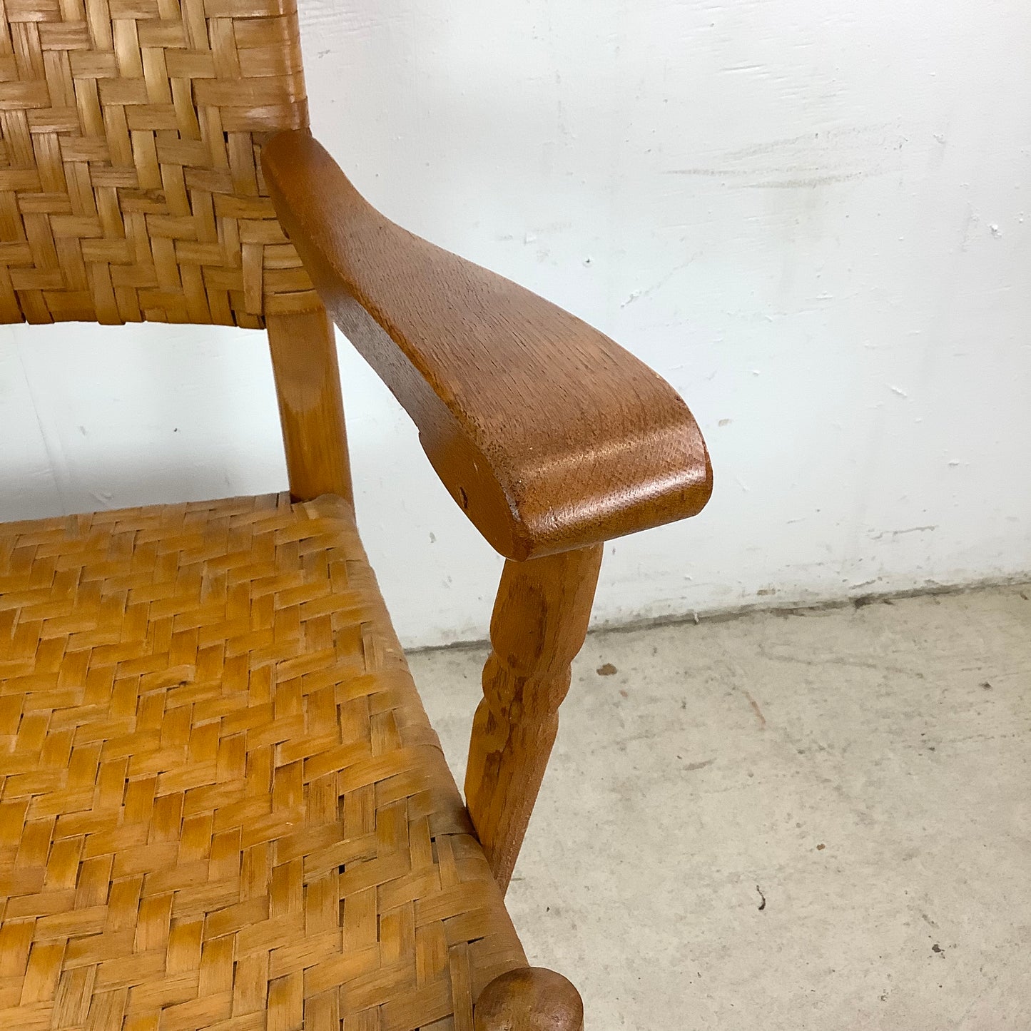 Rustic Vintage Rattan Back Armchair