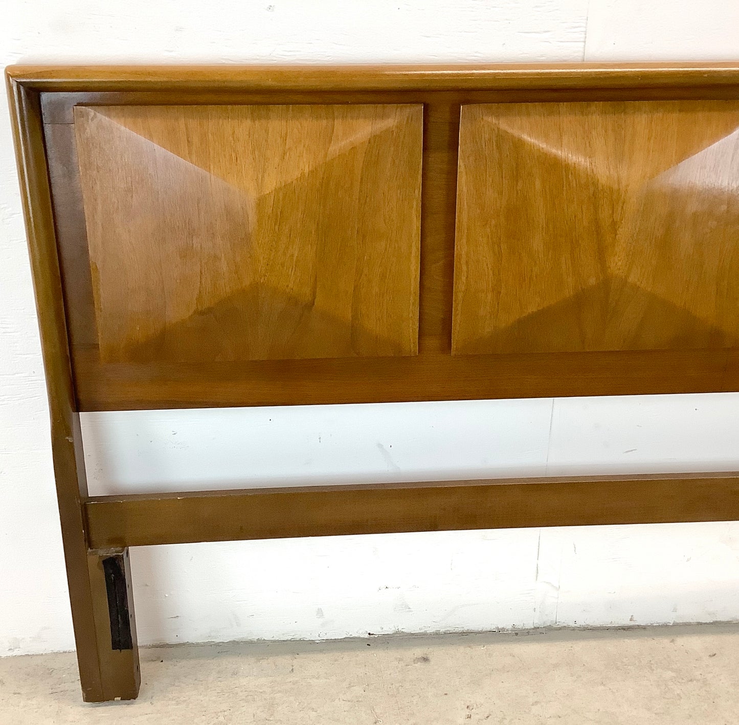 Mid-Century Walnut Diamond Front Bed Frame- Full
