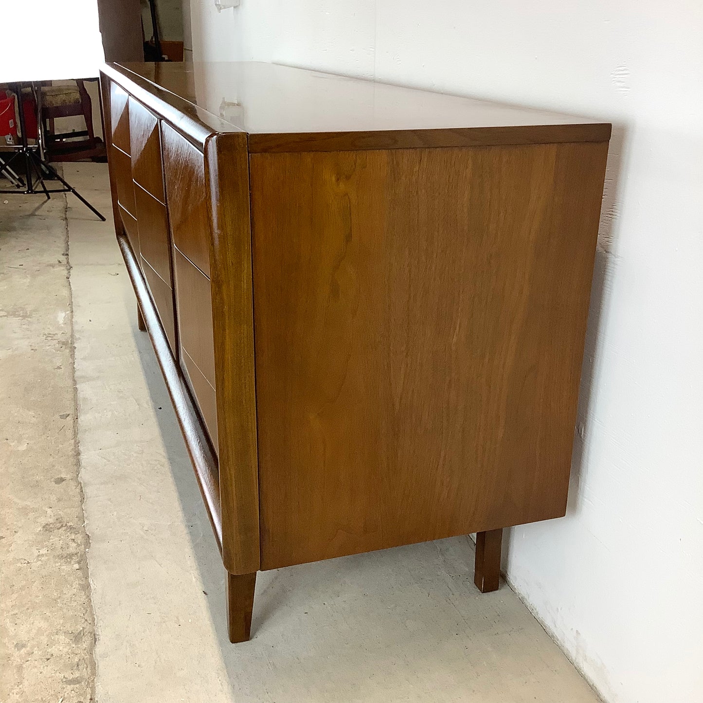 MCM Walnut Diamond Front Dresser by United Furniture