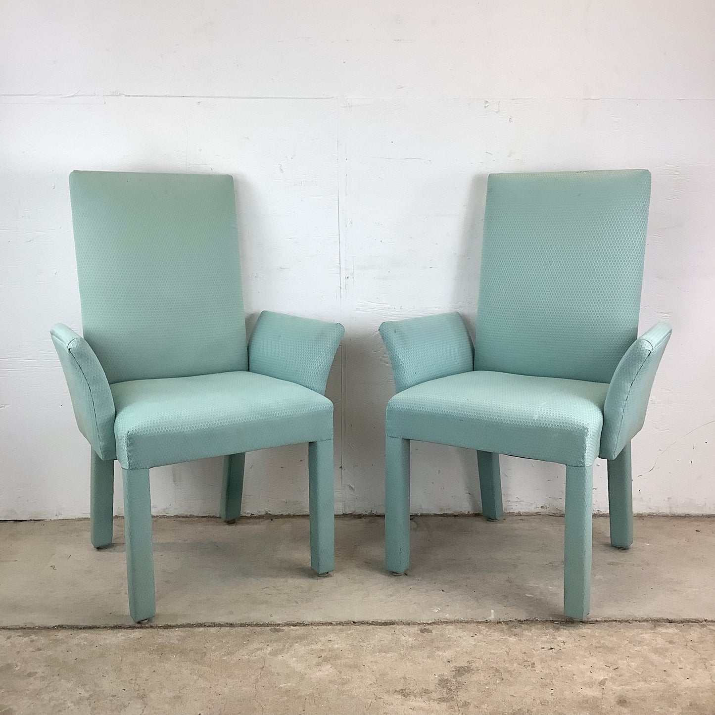 Sculptural Upholstered Armchairs – Vintage Pair