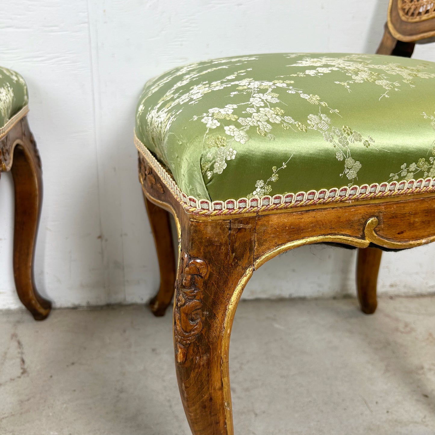 Pair Louis XV Style Side Chairs with Cane Backs