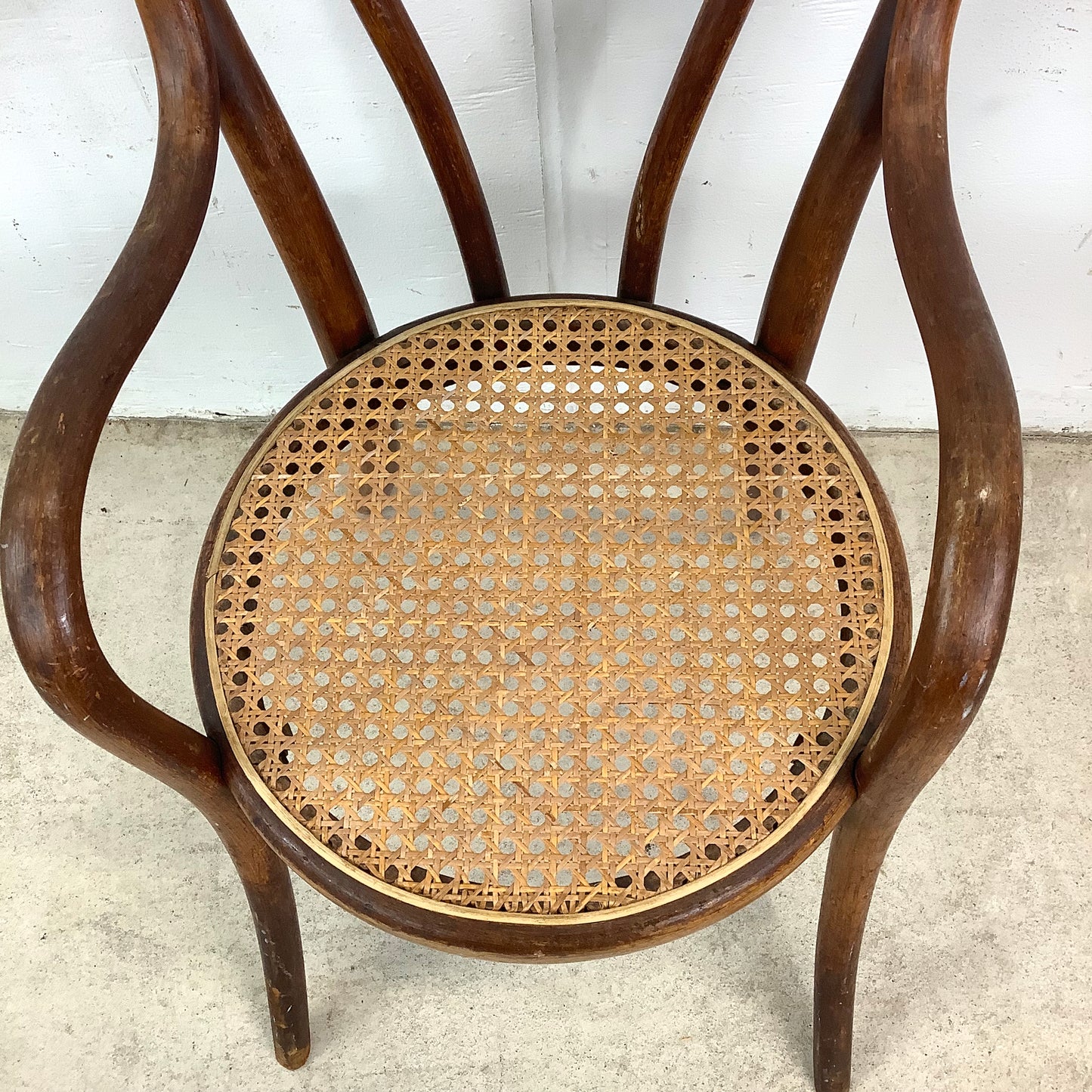 Vintage Thonet Style Children's Armchair With Bentwood Frame and Cane Seat