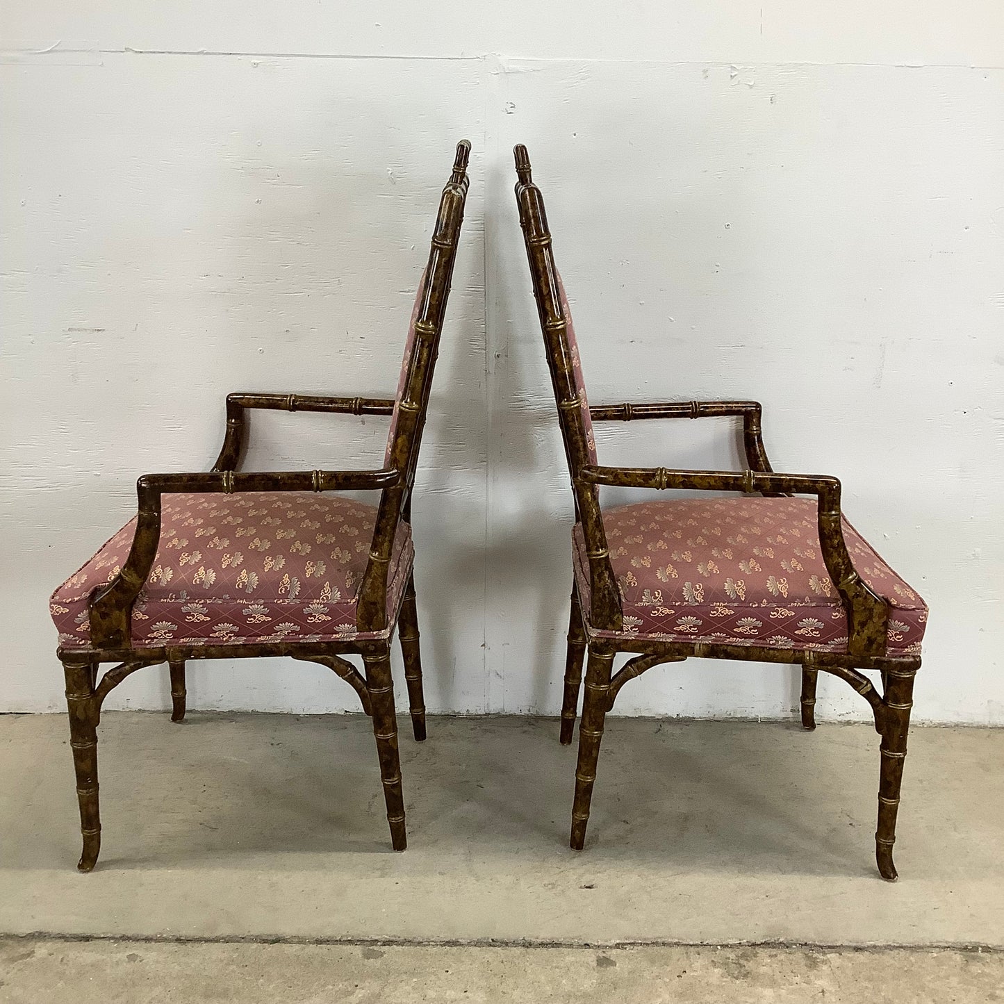 Vintage Regency Faux Bamboo Dining Chairs- set of Six