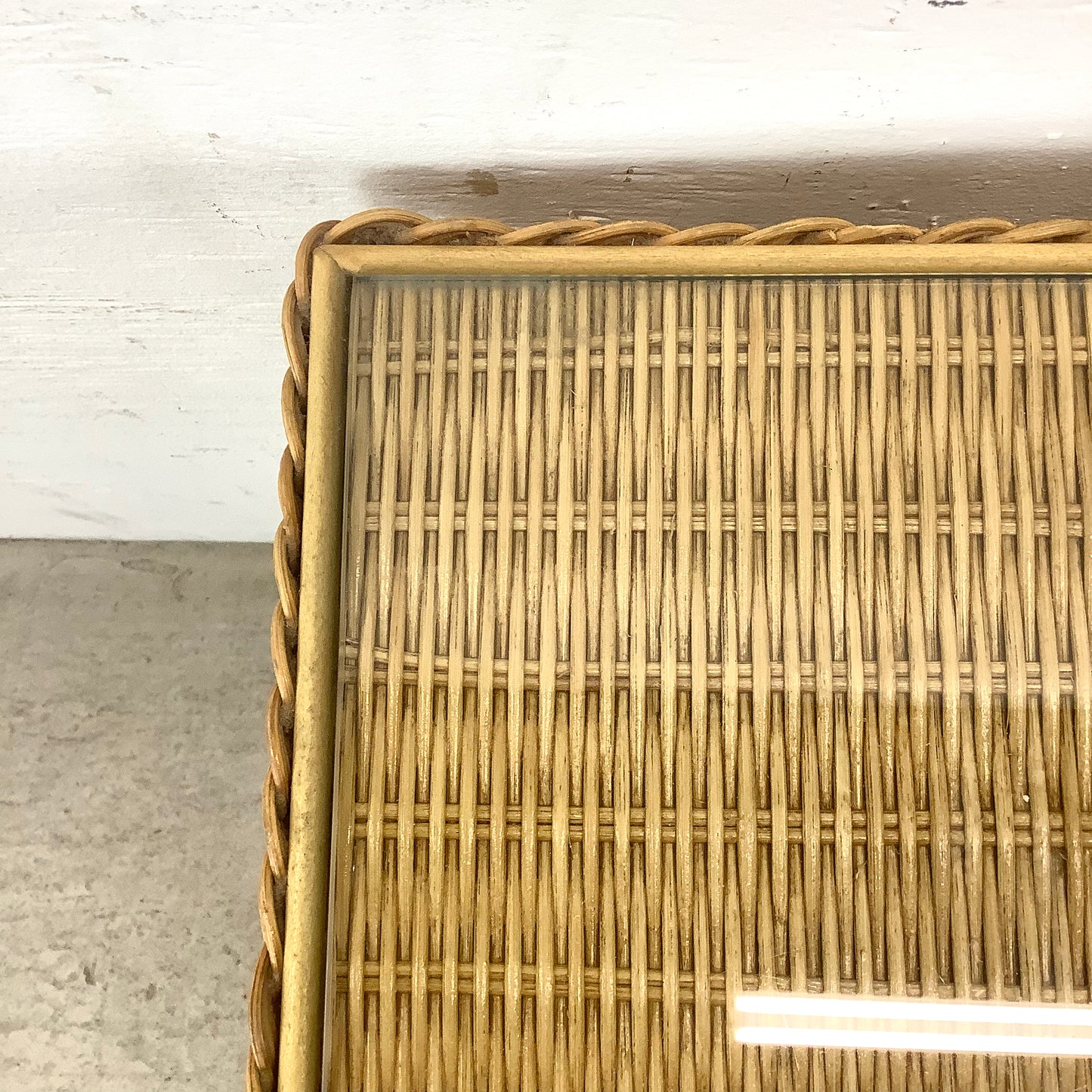 Vintage "Wicker" Two Drawer Nightstand by Henry Link