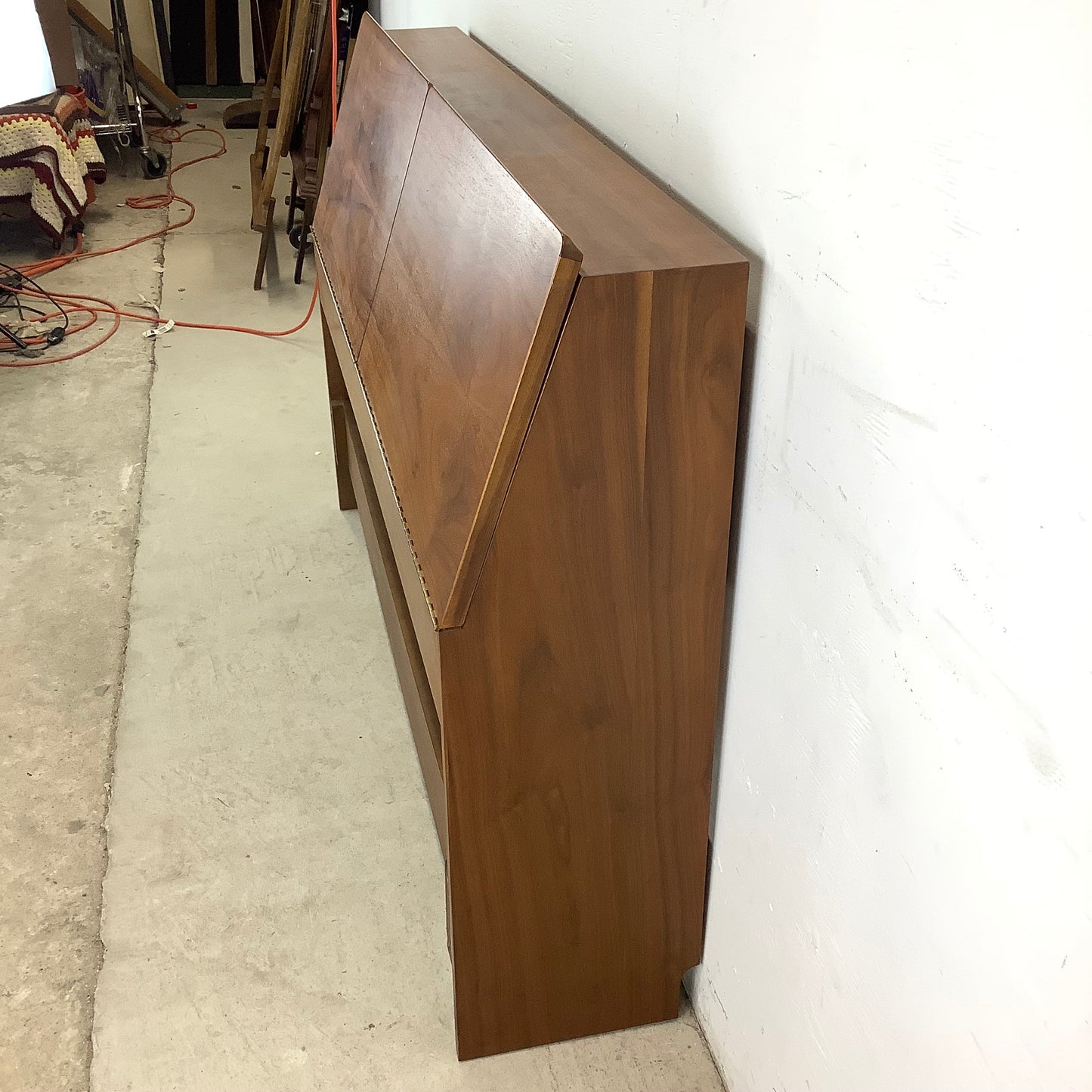 Vintage Walnut Storage Headboard- Full Size