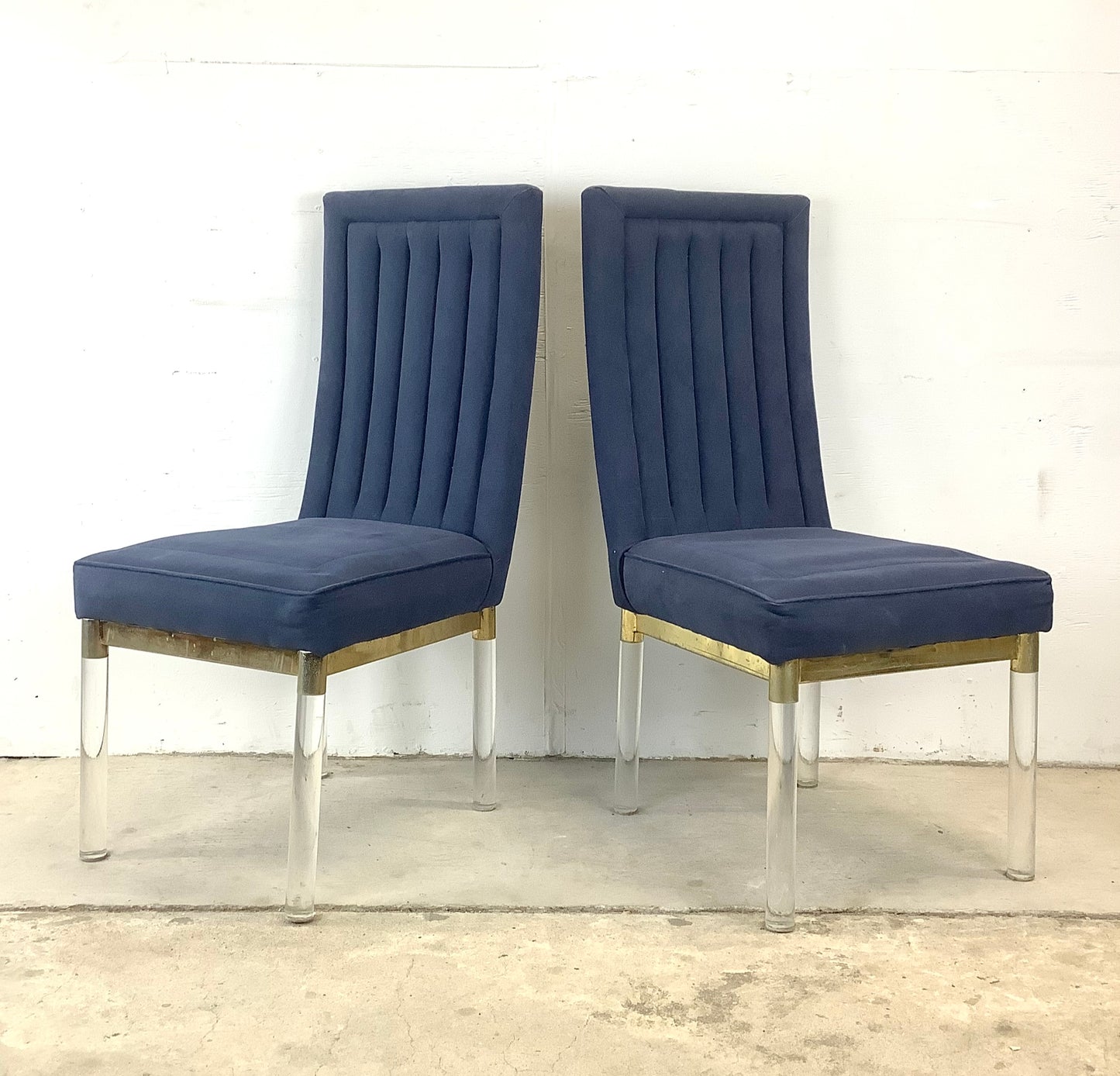 Vintage Modern Dining Chairs w/ Lucite Legs by Charles Hollis Jones- Six