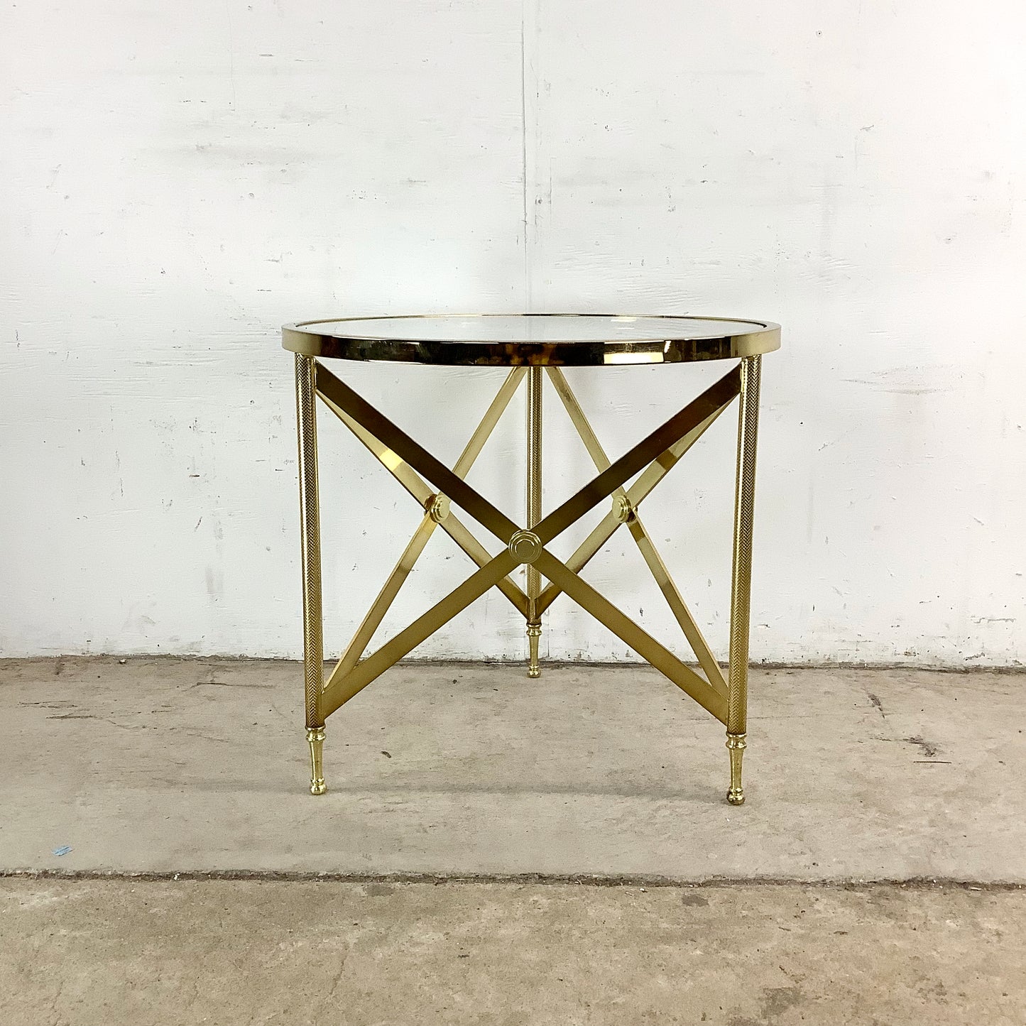 Maison Jansen Inspired Brass & Glass Side Table
