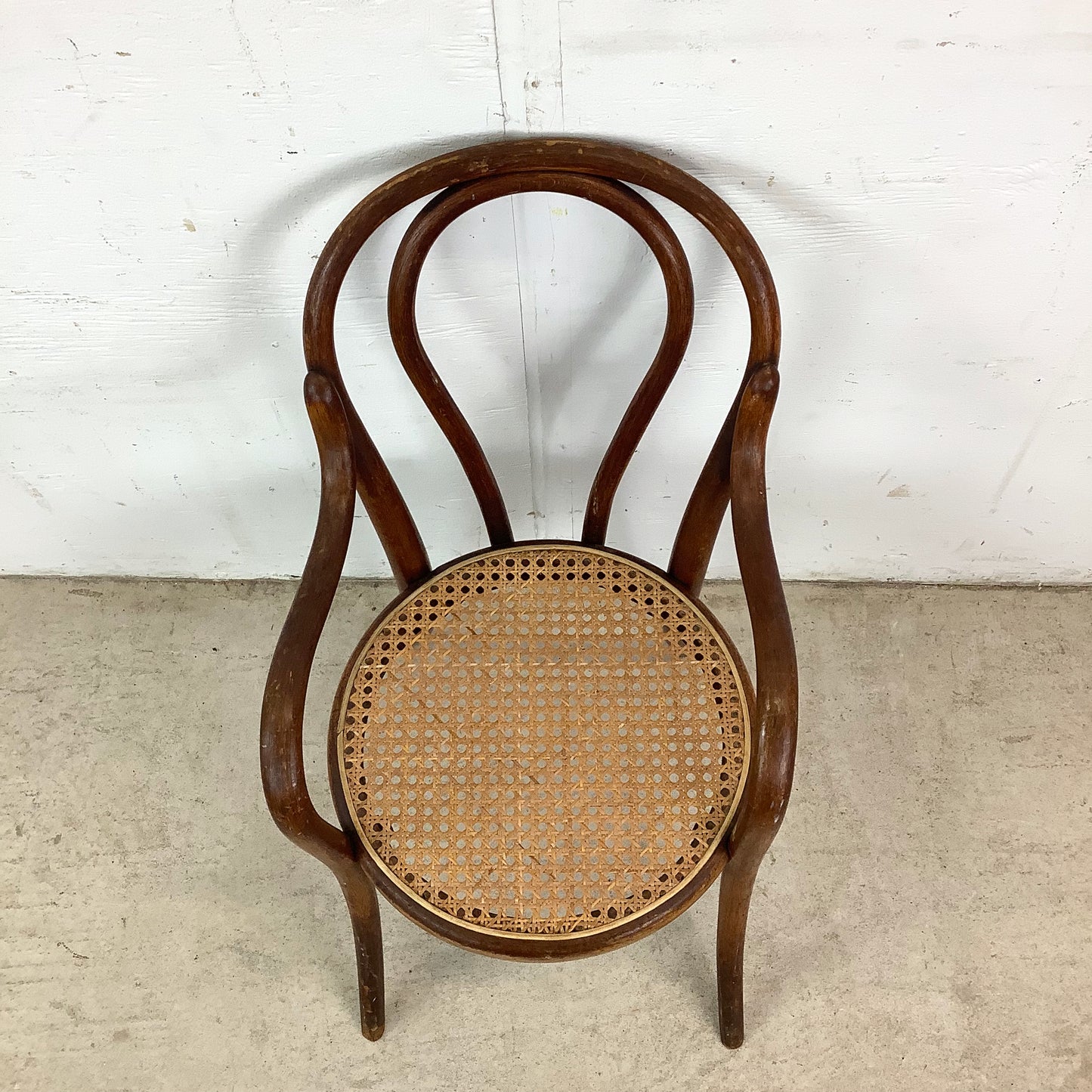 Vintage Thonet Style Children's Armchair With Bentwood Frame and Cane Seat