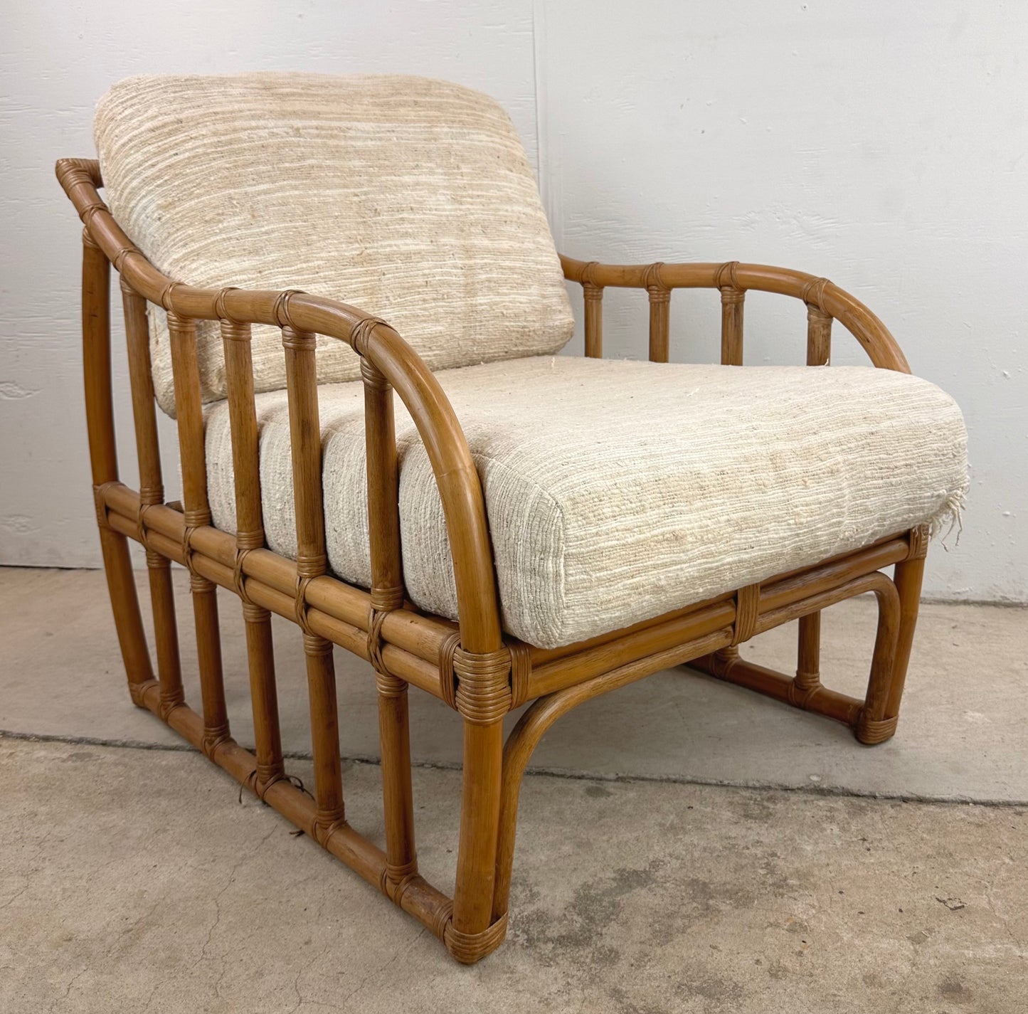 Vintage Coastal Rattan Armchair by Ficks Reed