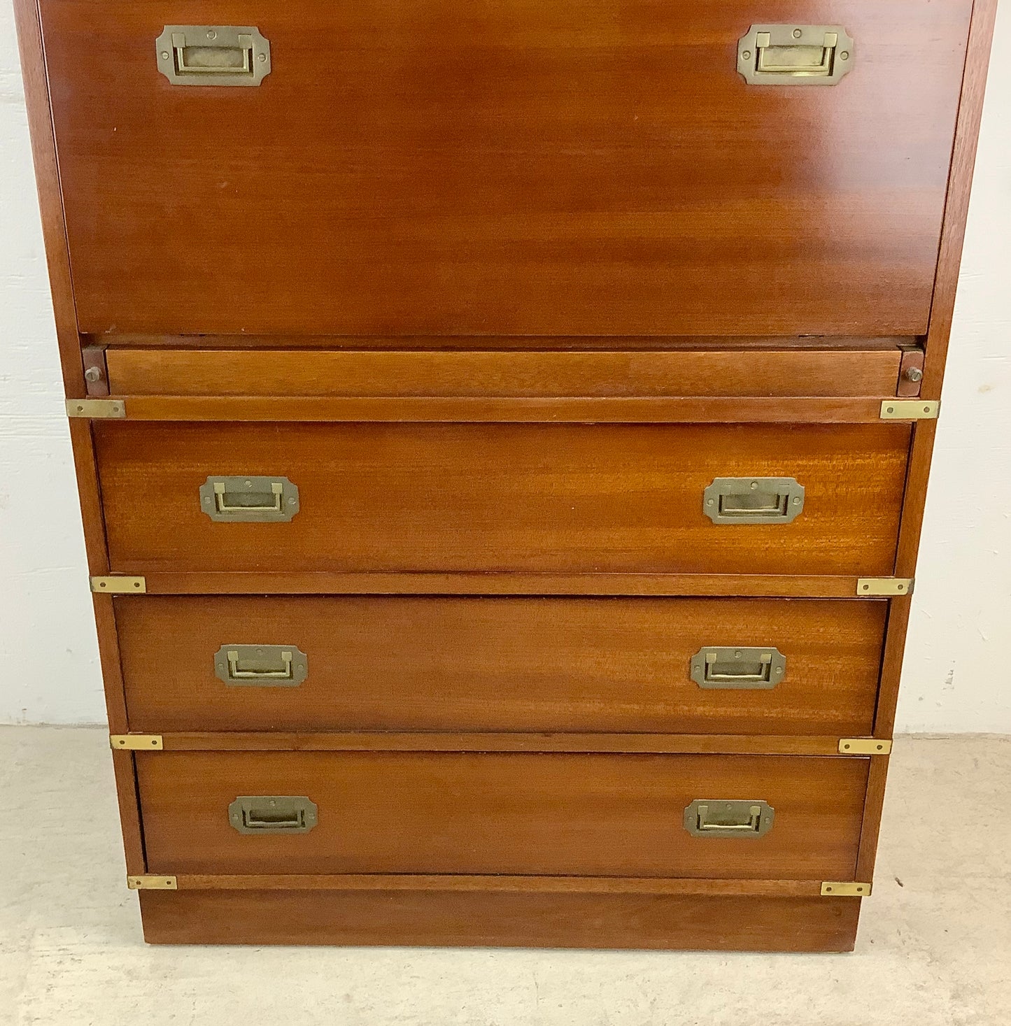 Vintage Campaign Dresser With Drop Front Desk by Doherty