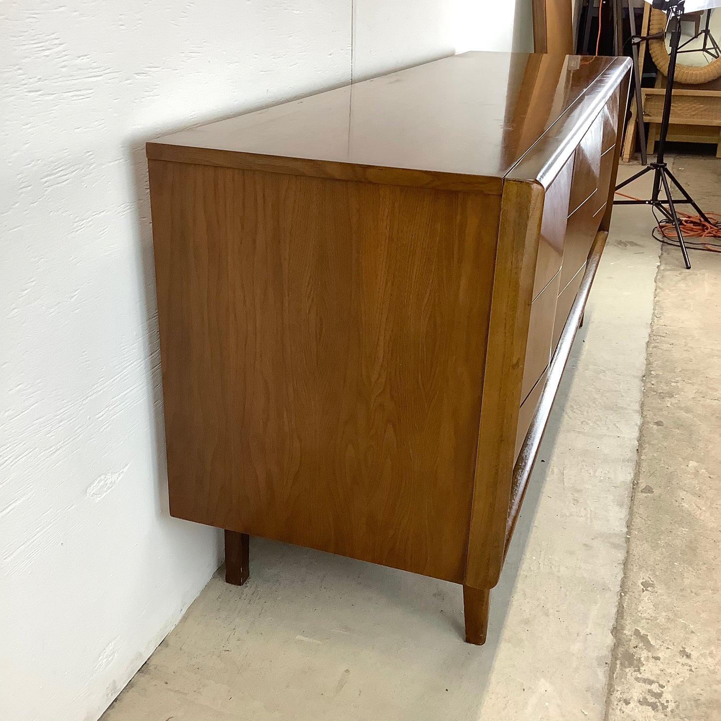 MCM Walnut Diamond Front Dresser by United Furniture