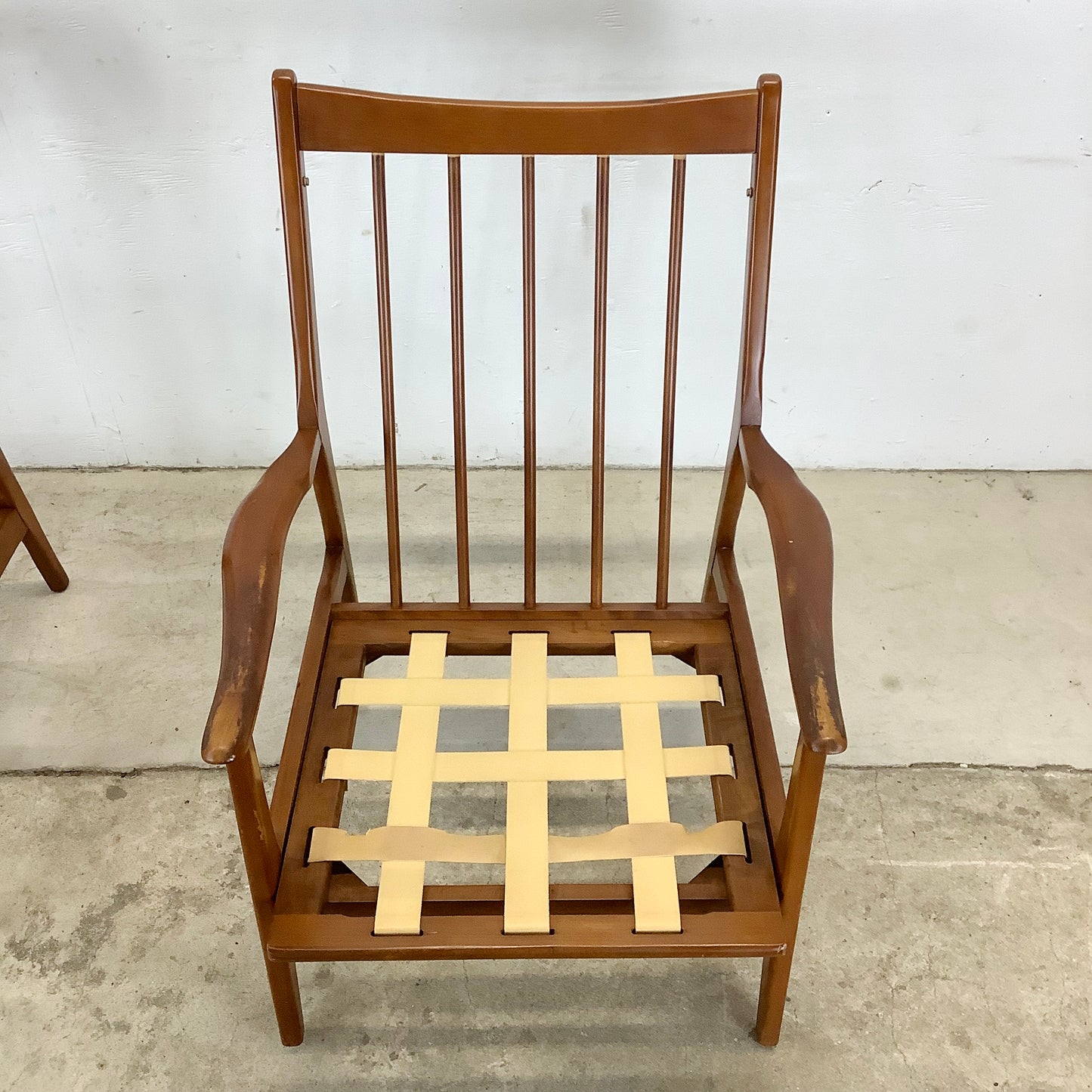 Pair Mid-Century Walnut Frame Lounge Chairs