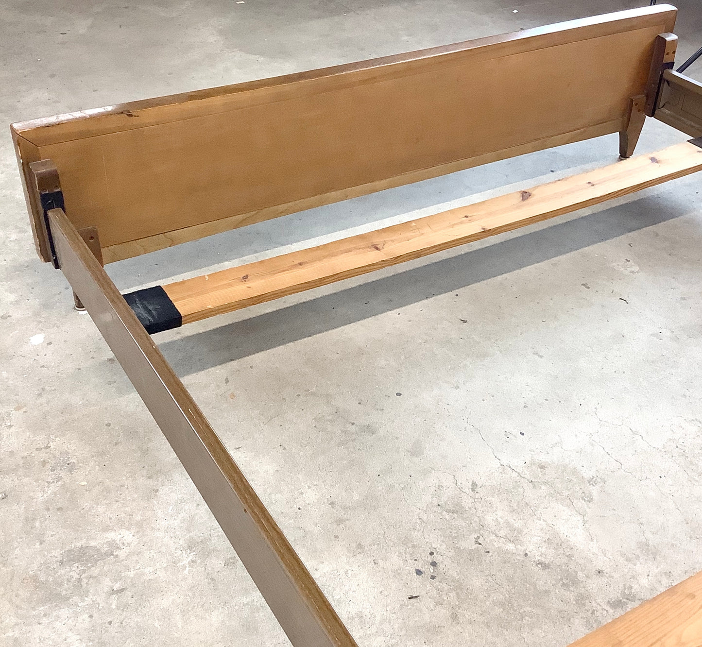 Mid-Century Walnut Diamond Front Bed Frame- Full