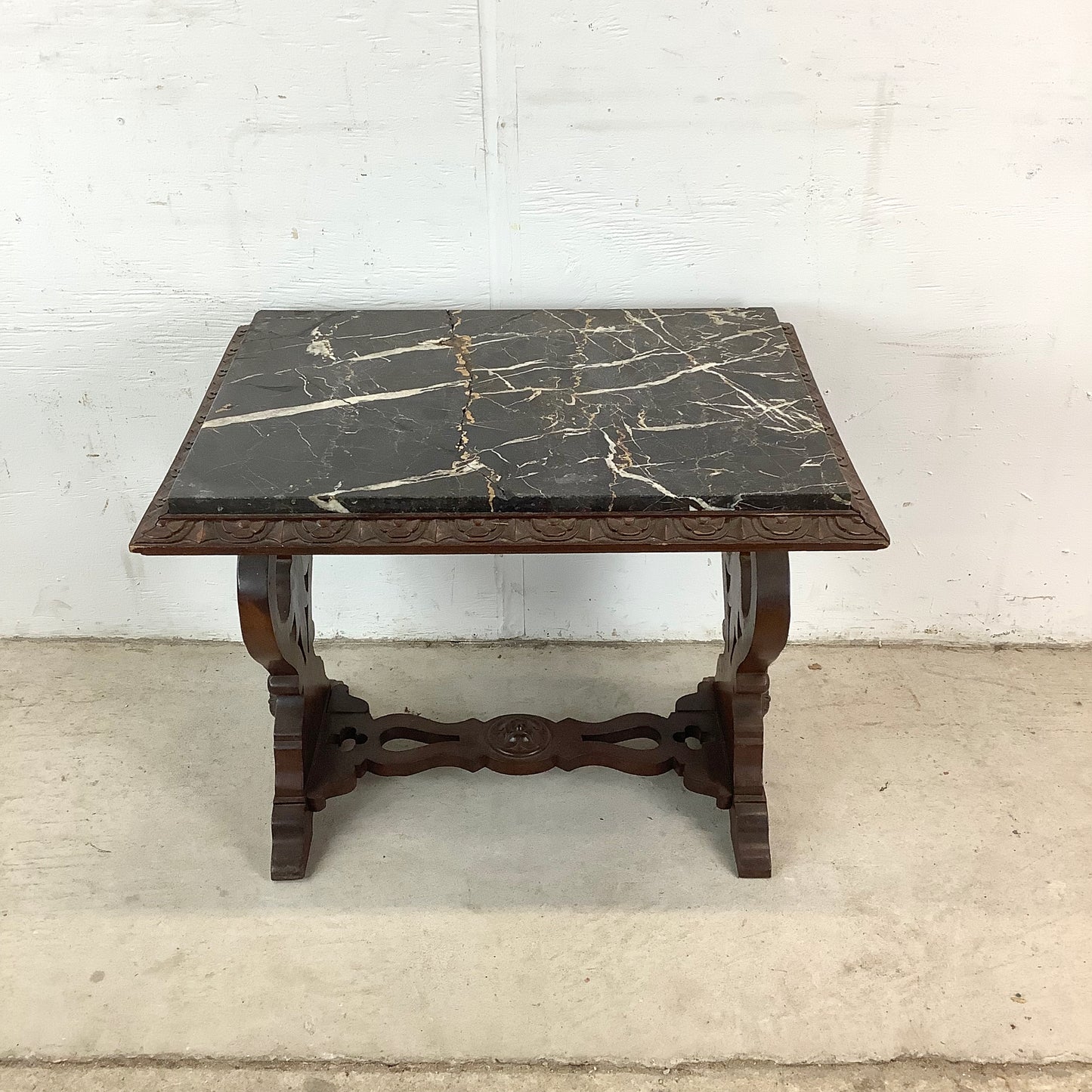 Small Antique Coffee Table With marble top