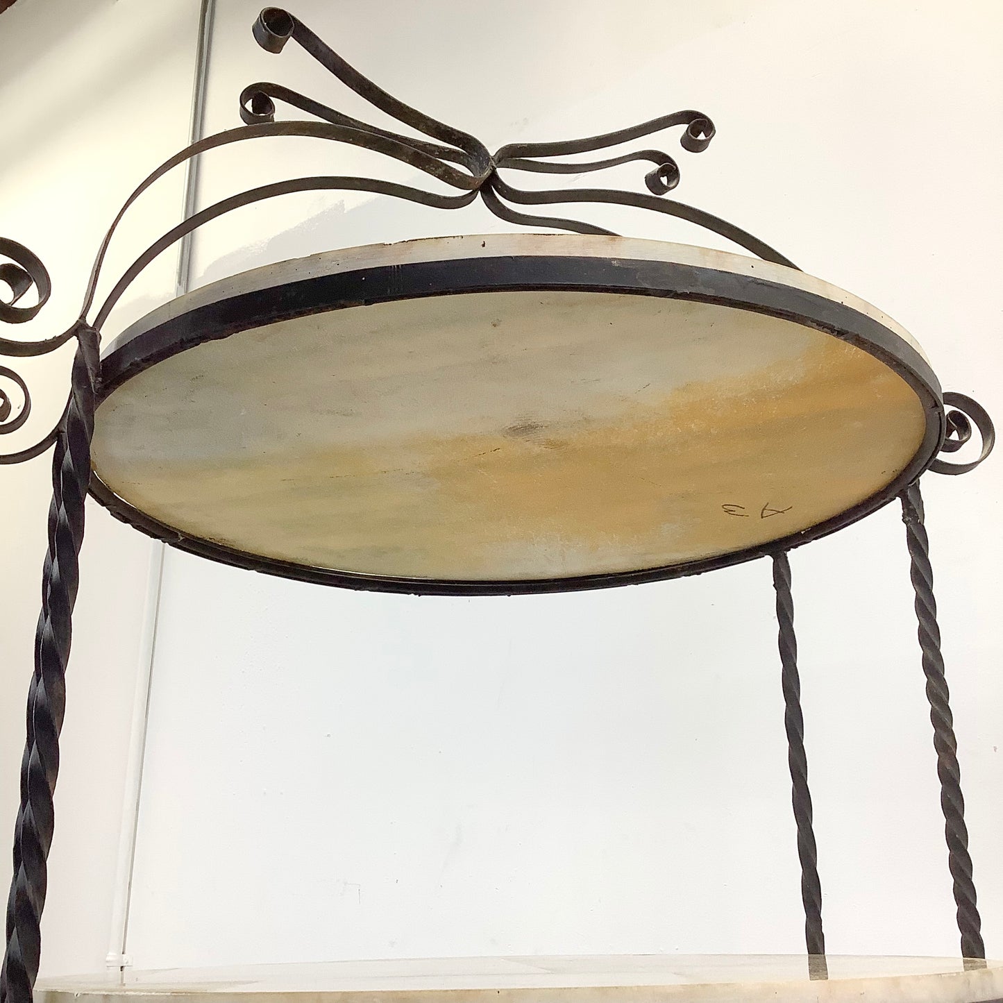 Vintage Round Etagere in Iron and Marble