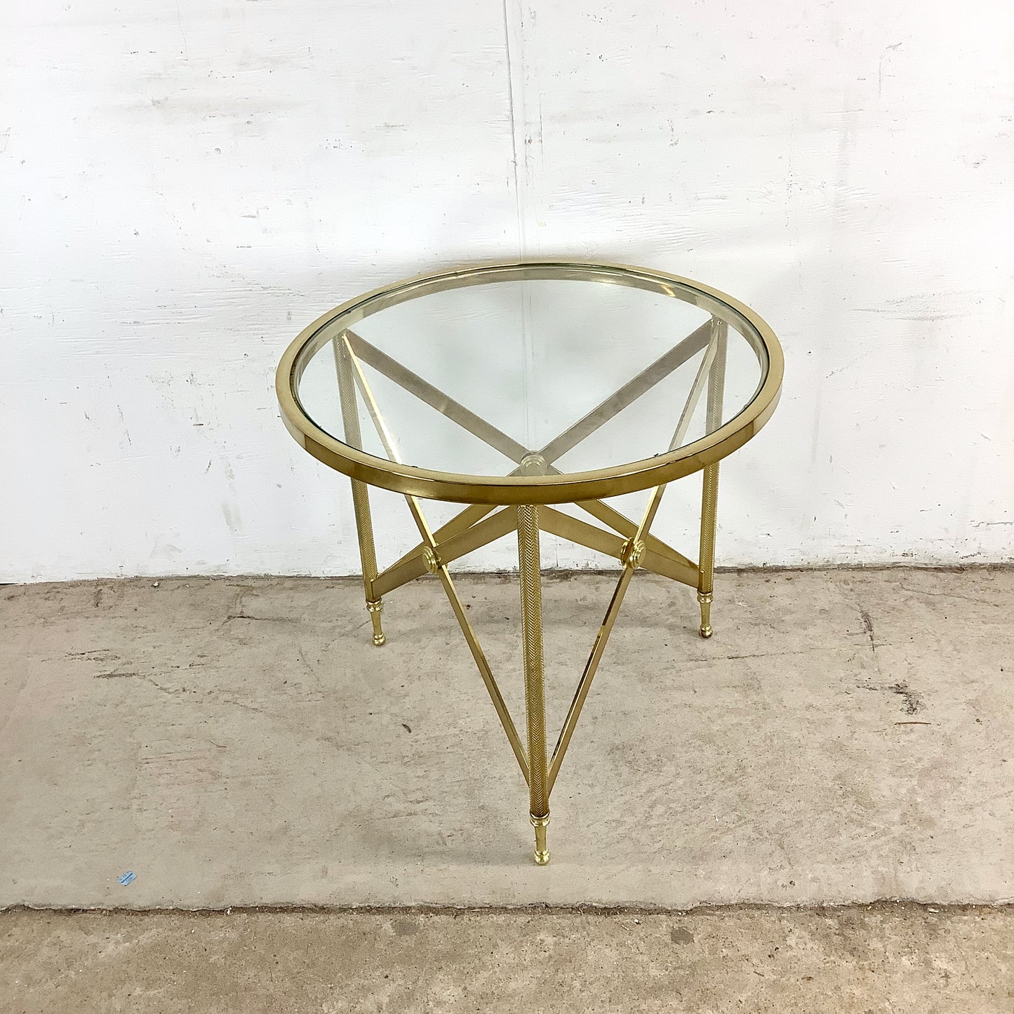 Maison Jansen Inspired Brass & Glass Side Table