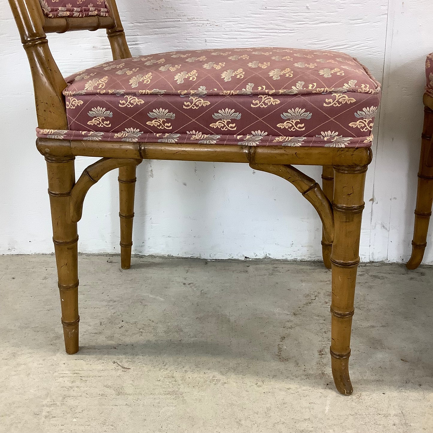 Vintage Regency Faux Bamboo Dining Chairs- set of Six