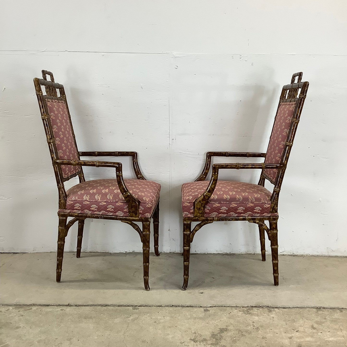 Vintage Regency Faux Bamboo Dining Chairs- set of Six
