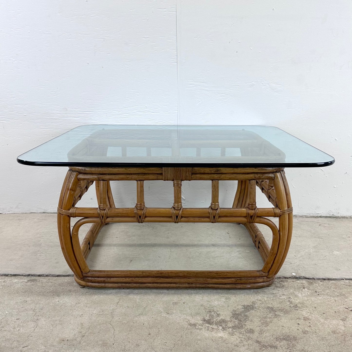 Ficks Reed Bamboo and Glass-Top Coffee Table,