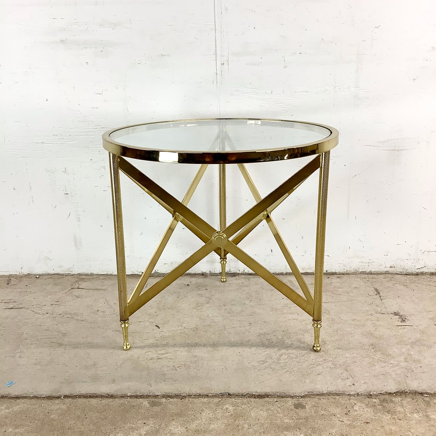 Maison Jansen Inspired Brass & Glass Side Table