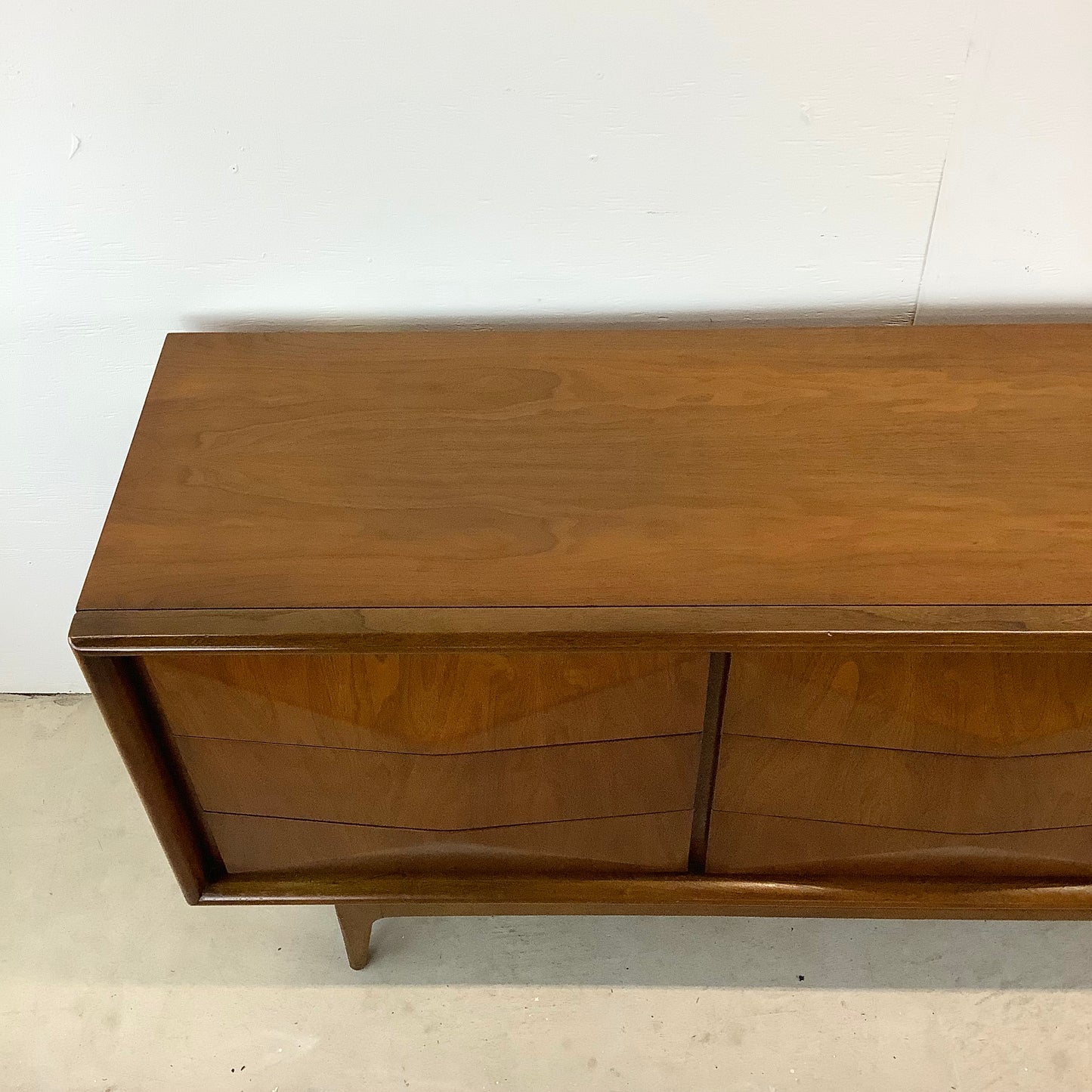 MCM Walnut Diamond Front Dresser by United Furniture