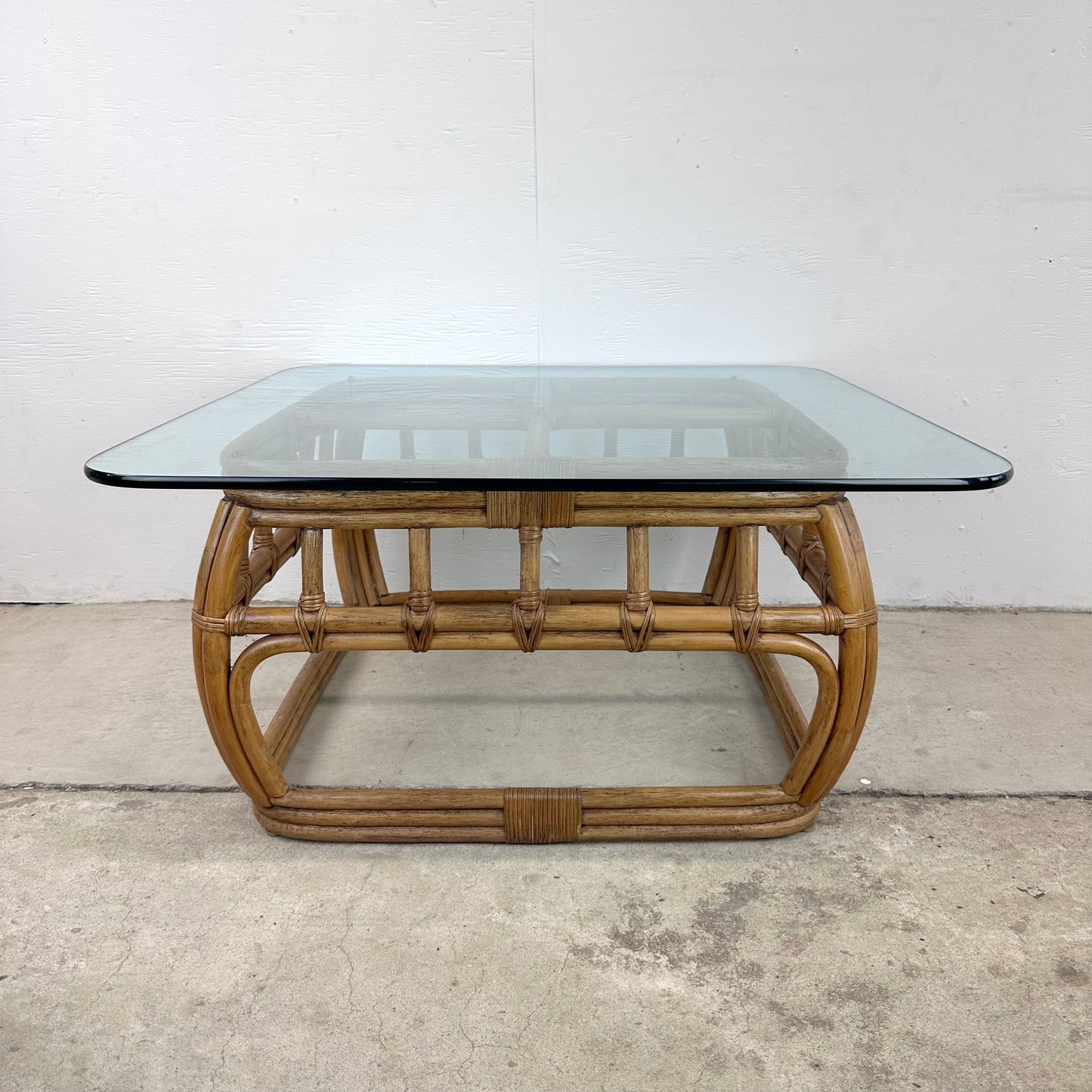 Ficks Reed Bamboo and Glass-Top Coffee Table,