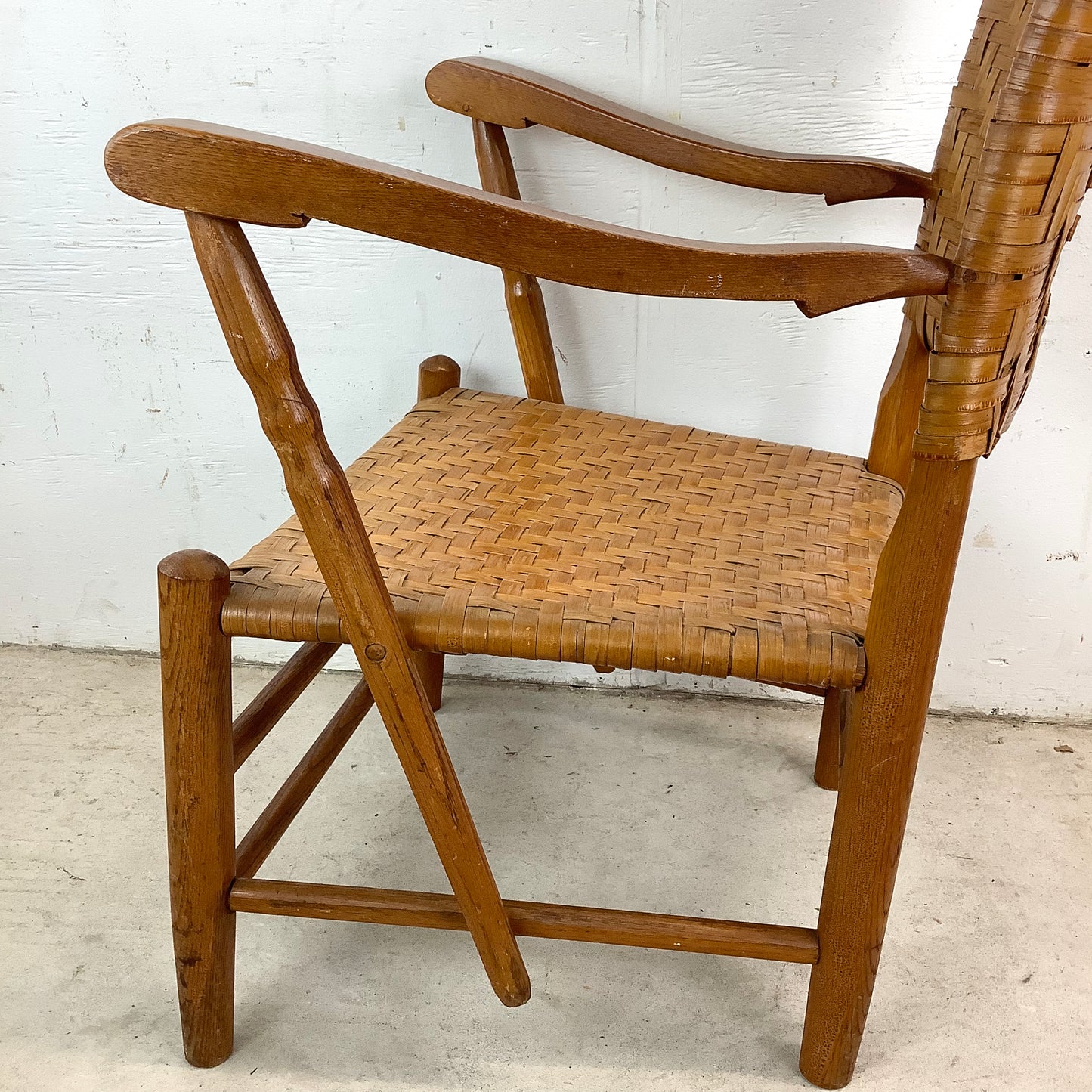Rustic Vintage Rattan Back Armchair