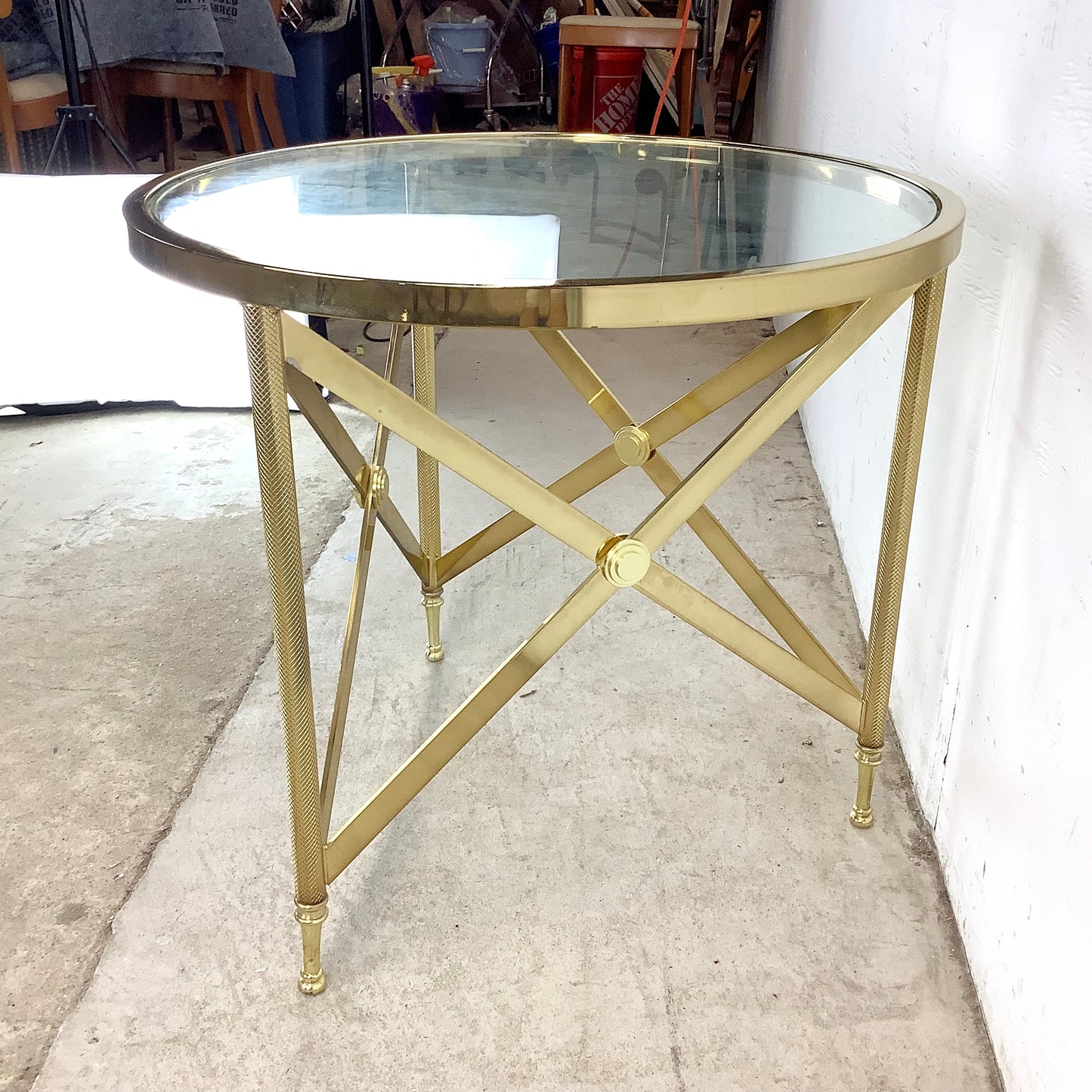 Maison Jansen Inspired Brass & Glass Side Table