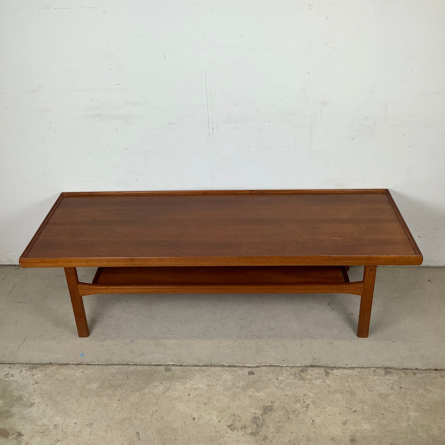 Scandinavian Modern Teak Raised Edge Coffee Table