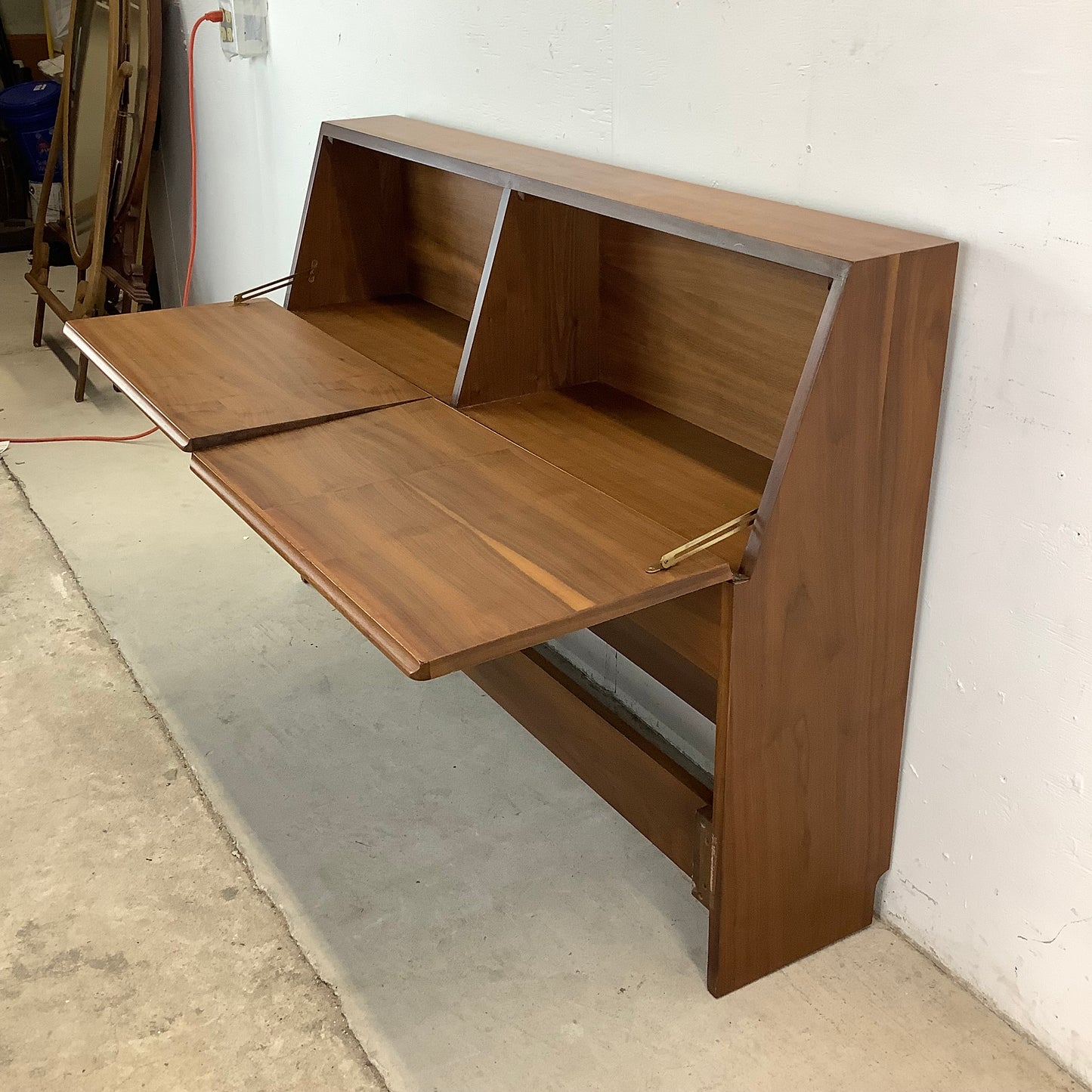 Vintage Walnut Storage Headboard- Full Size