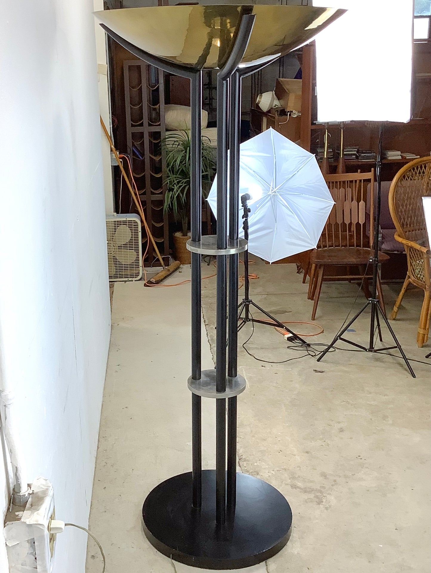 Large Modernist Torchiere Floor Lamp after Karl Springer