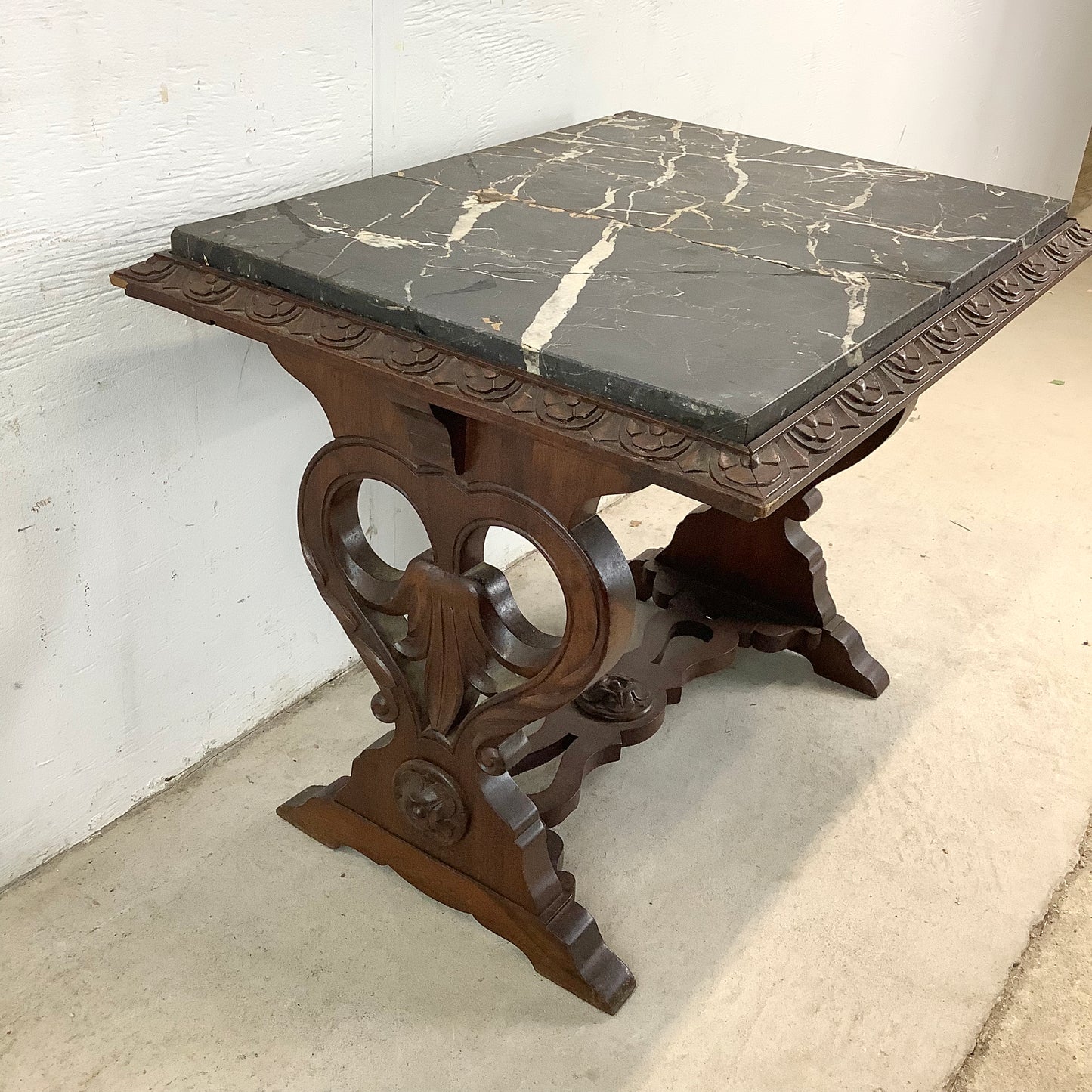 Small Antique Coffee Table With marble top