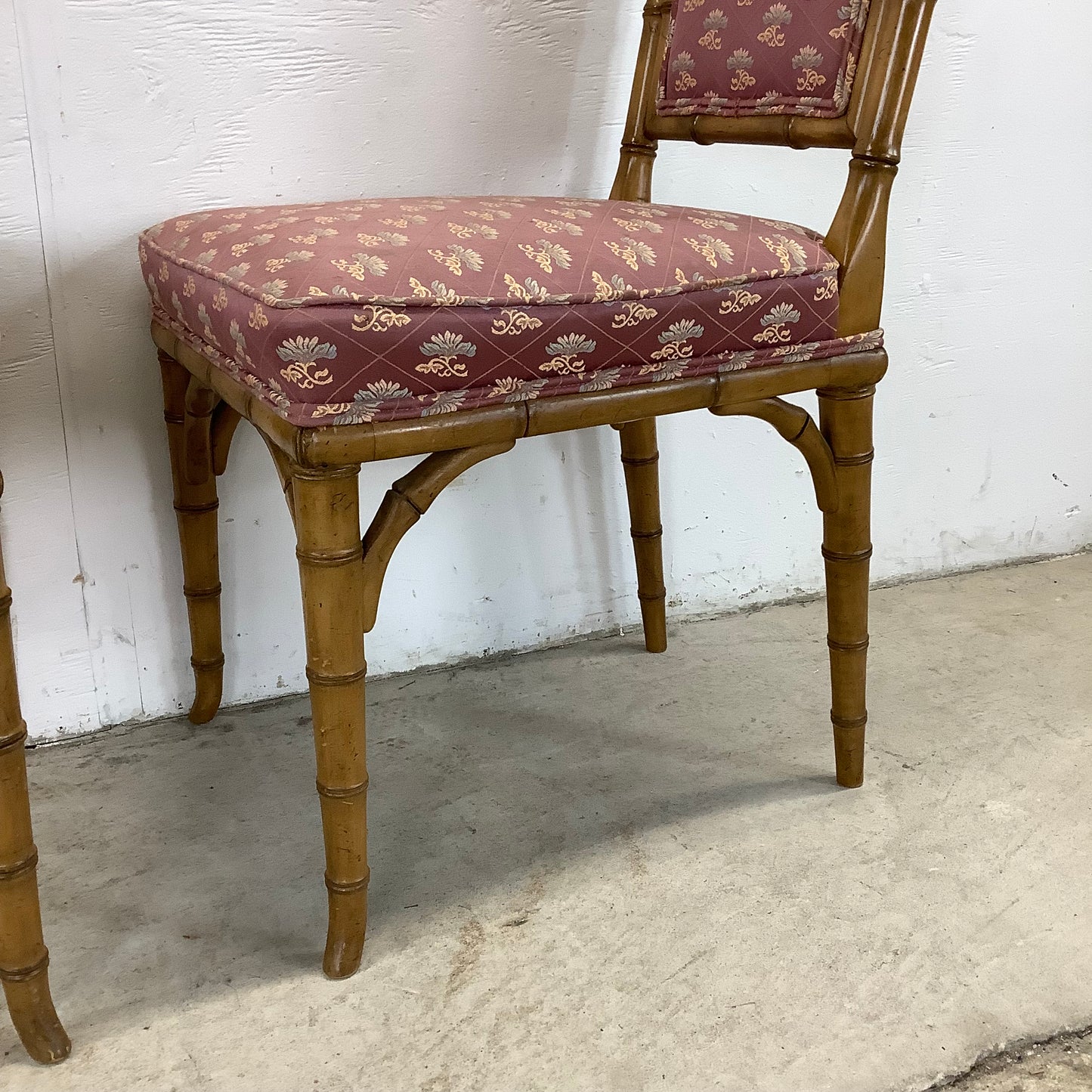 Vintage Regency Faux Bamboo Dining Chairs- set of Six