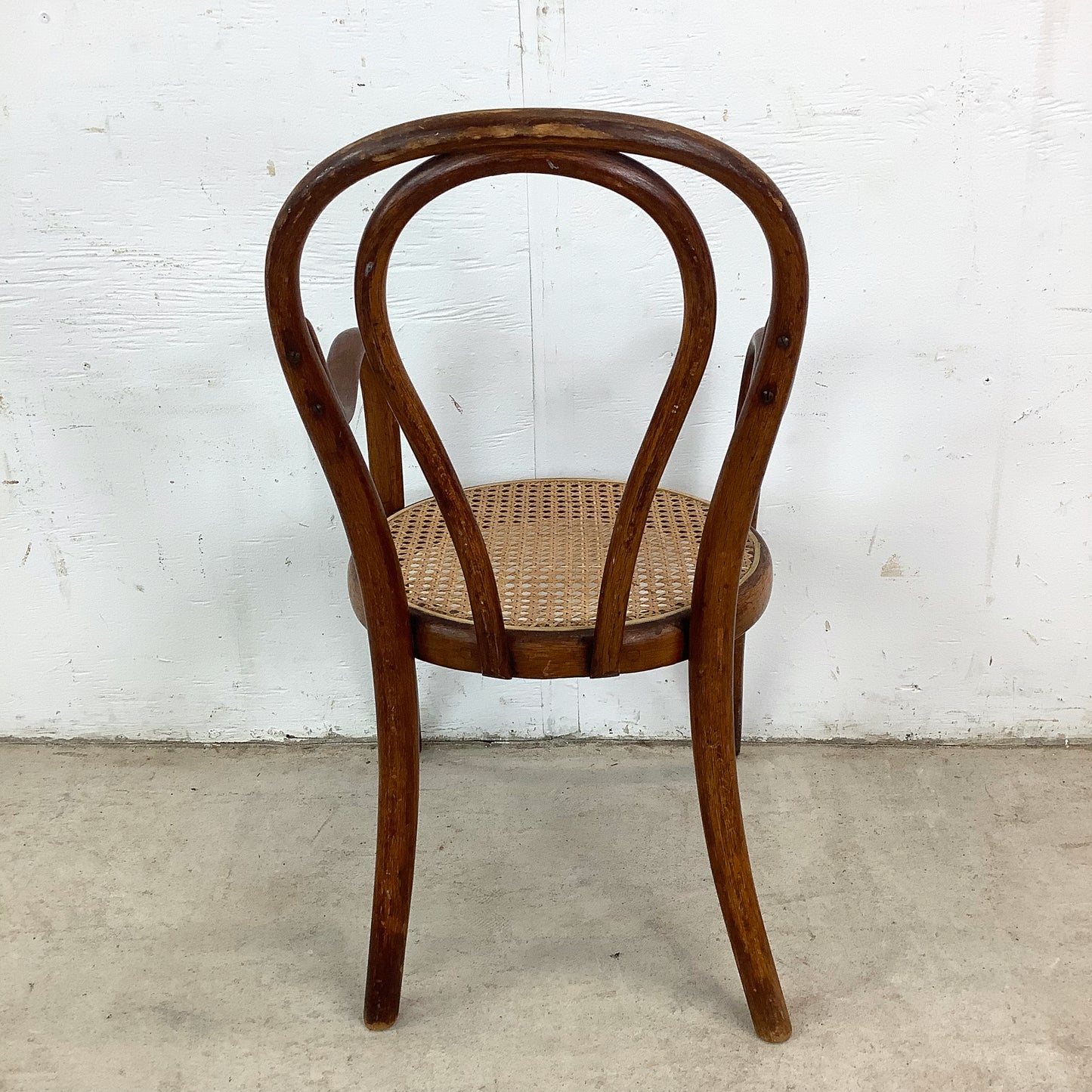 Vintage Thonet Style Children's Armchair With Bentwood Frame and Cane Seat