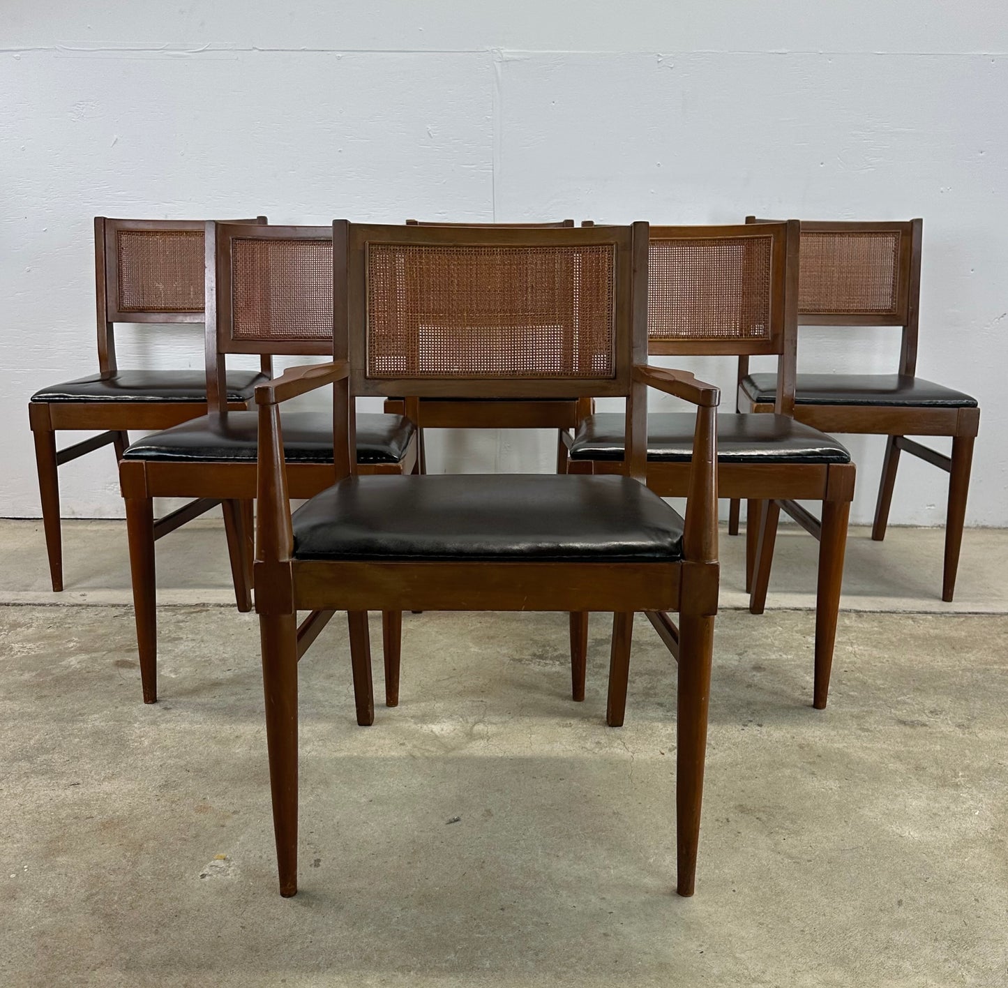 Mid-Century Cane Back Dining Chairs after Jens Risom