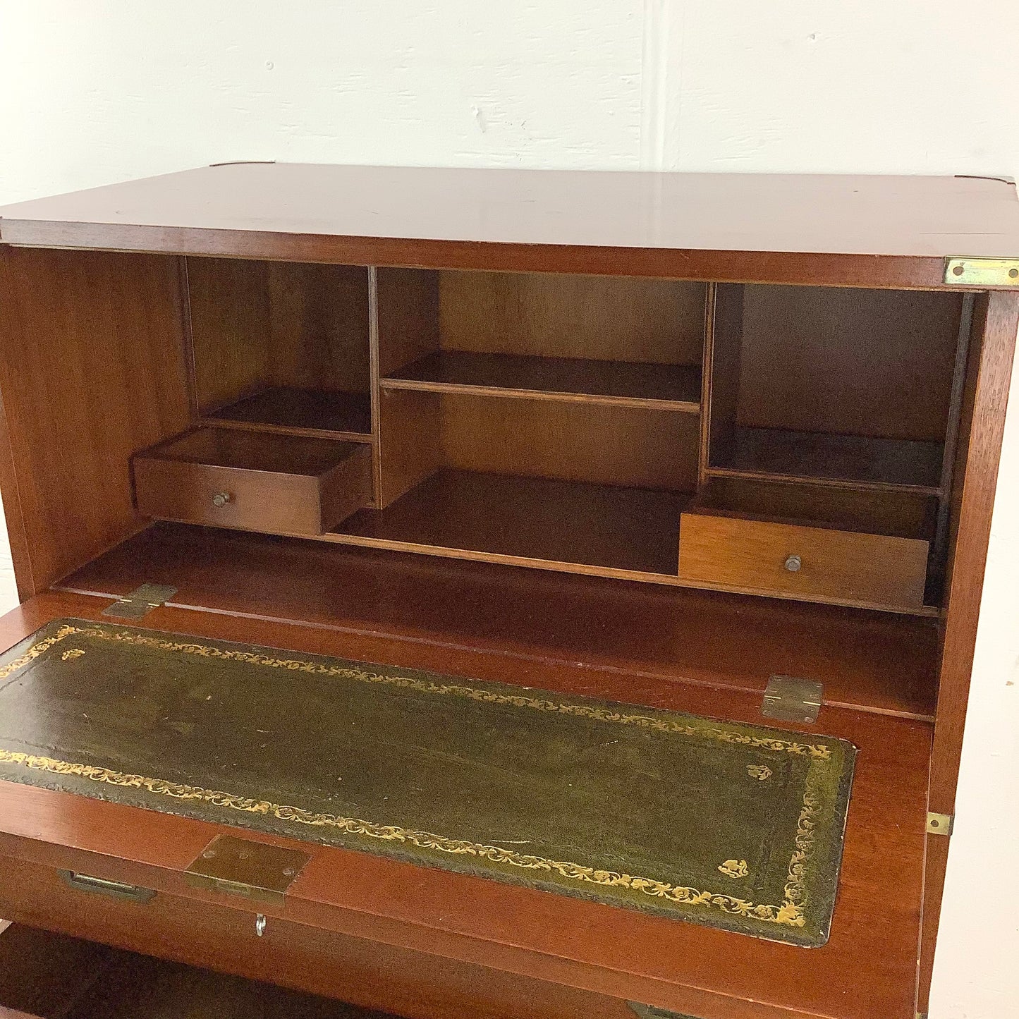 Vintage Campaign Dresser With Drop Front Desk by Doherty