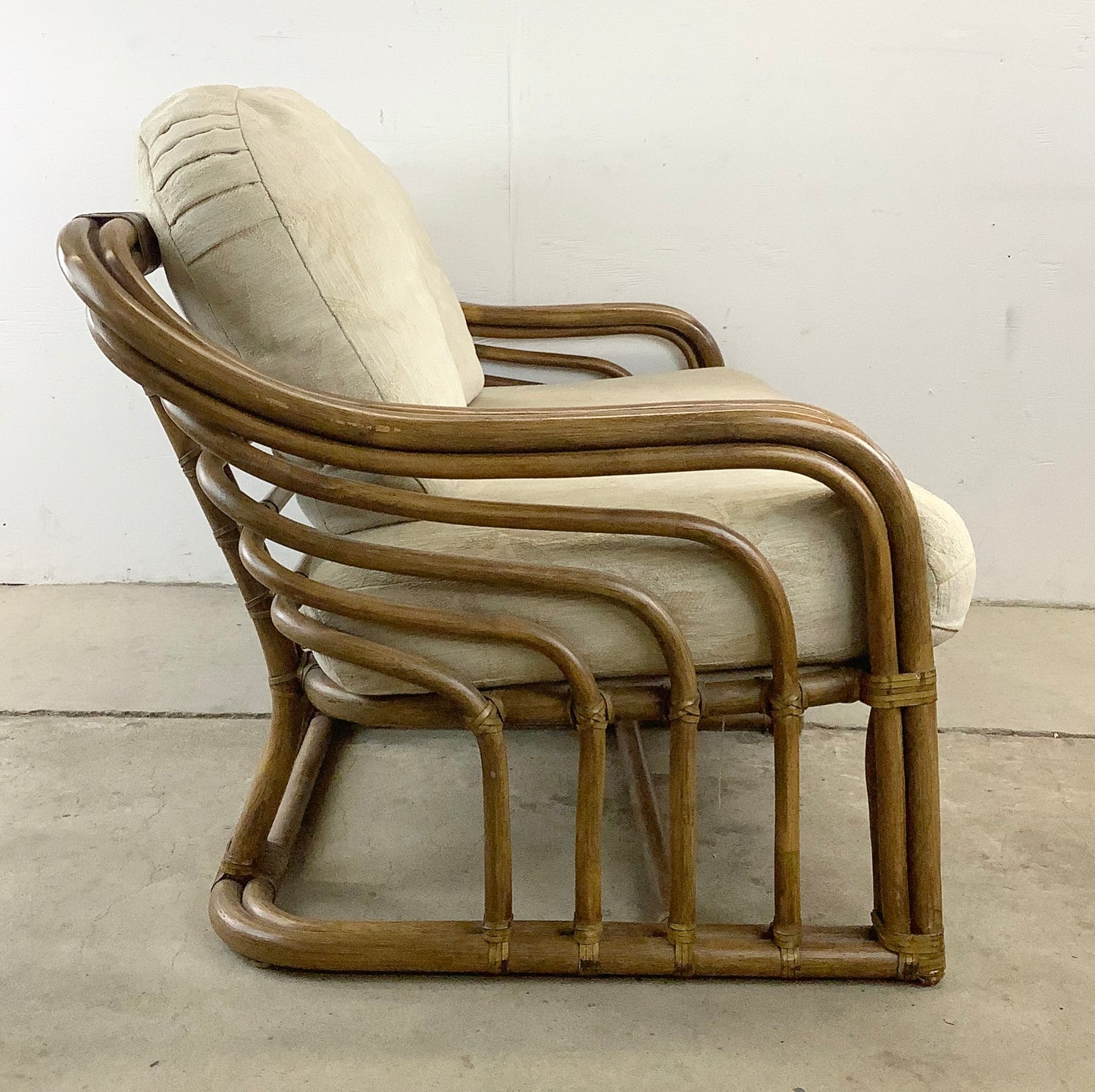Vintage Coastal Rattan Loveseat