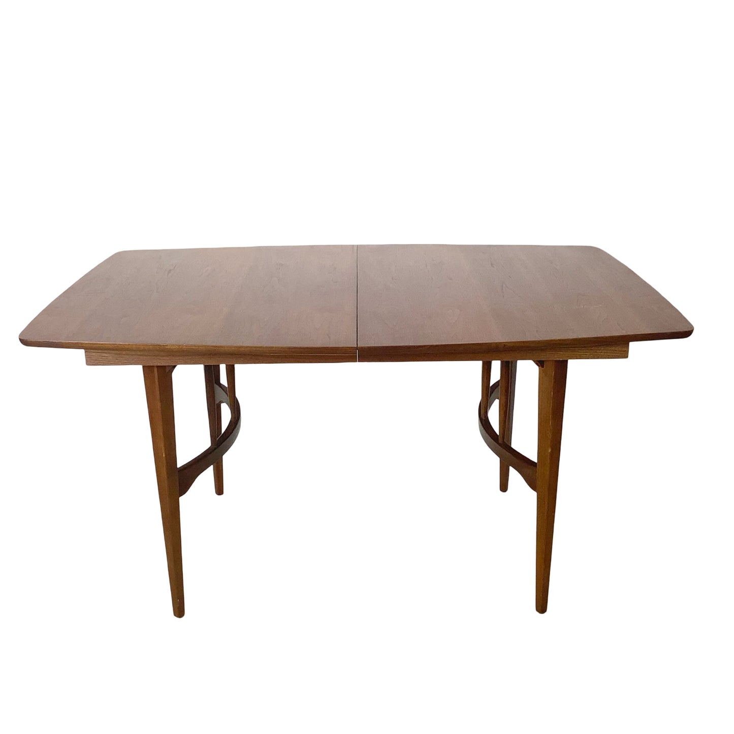 Mid-Century Walnut Spindle Trestle Dining Table w/ Leaves