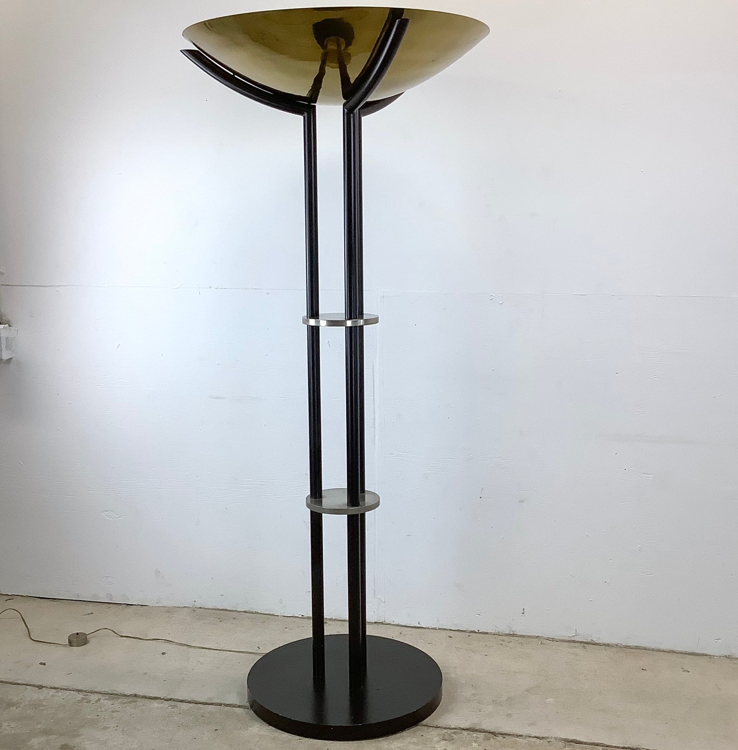 Large Modernist Torchiere Floor Lamp after Karl Springer
