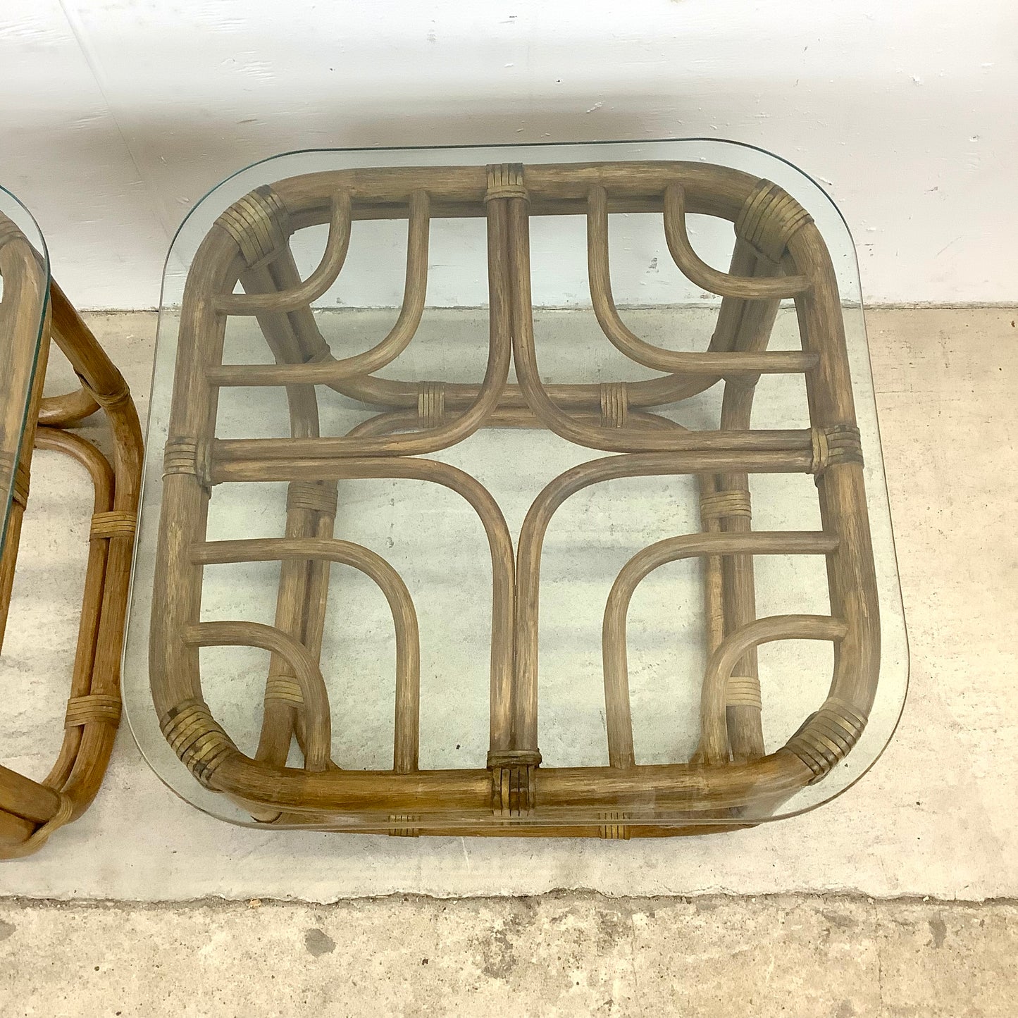 Pair Vintage Rattan End Tables