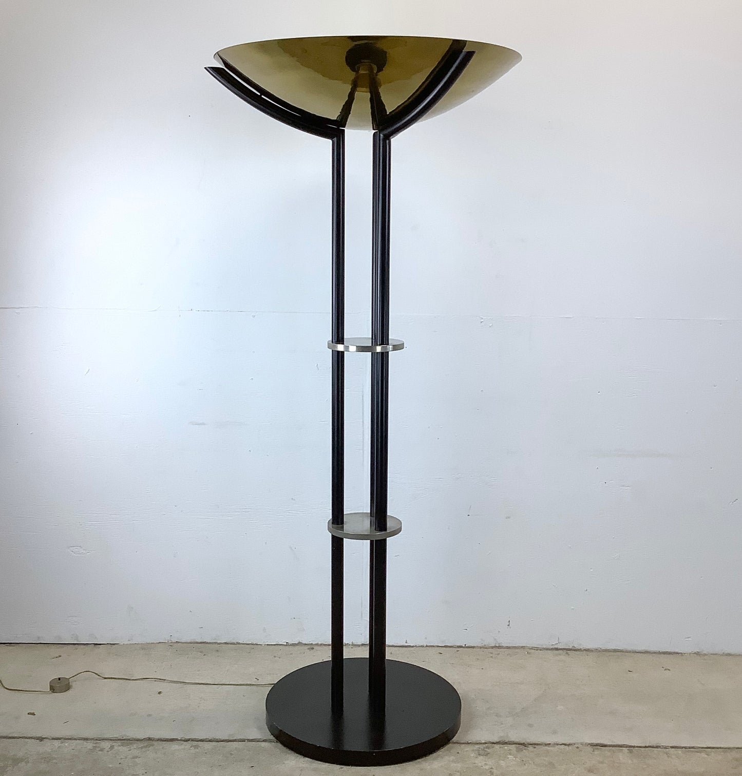 Large Modernist Torchiere Floor Lamp after Karl Springer