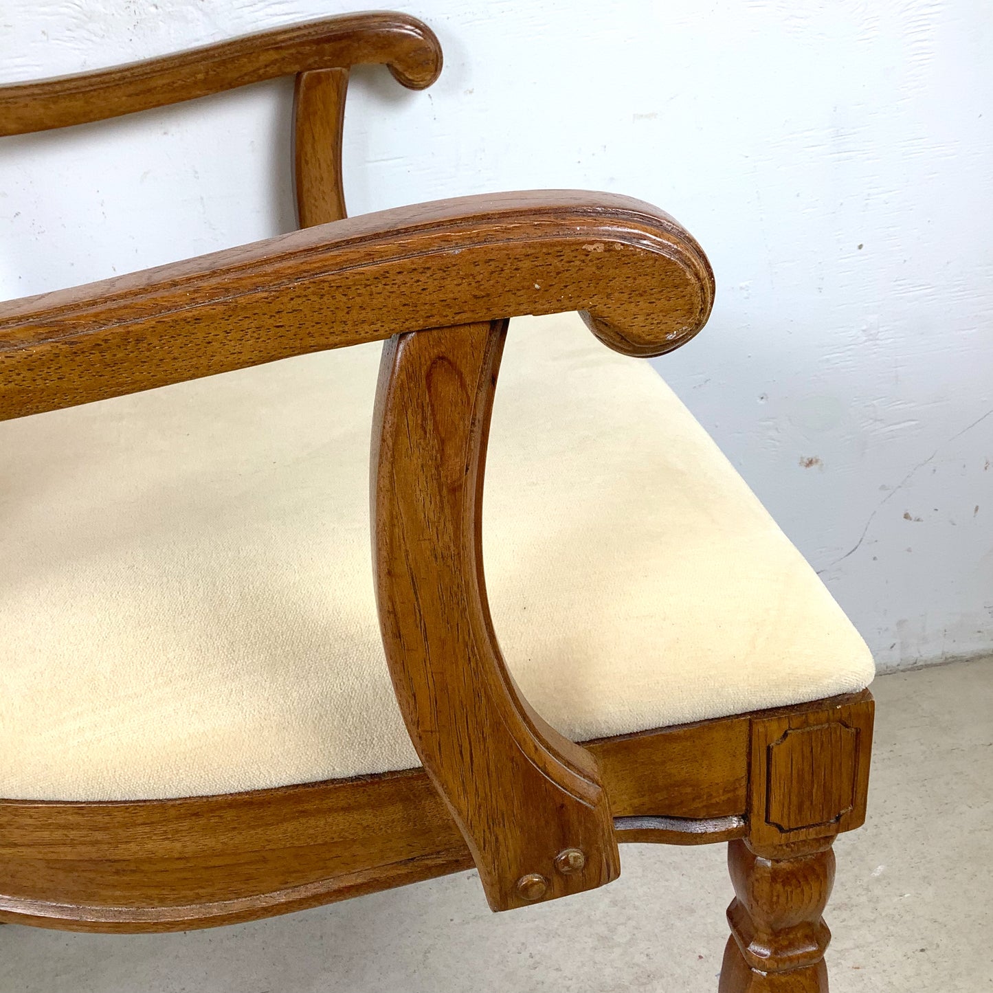 Pair of Vintage Provincial High-Back Cane Armchairs — Walnut, Burlwood Crest, 1970s