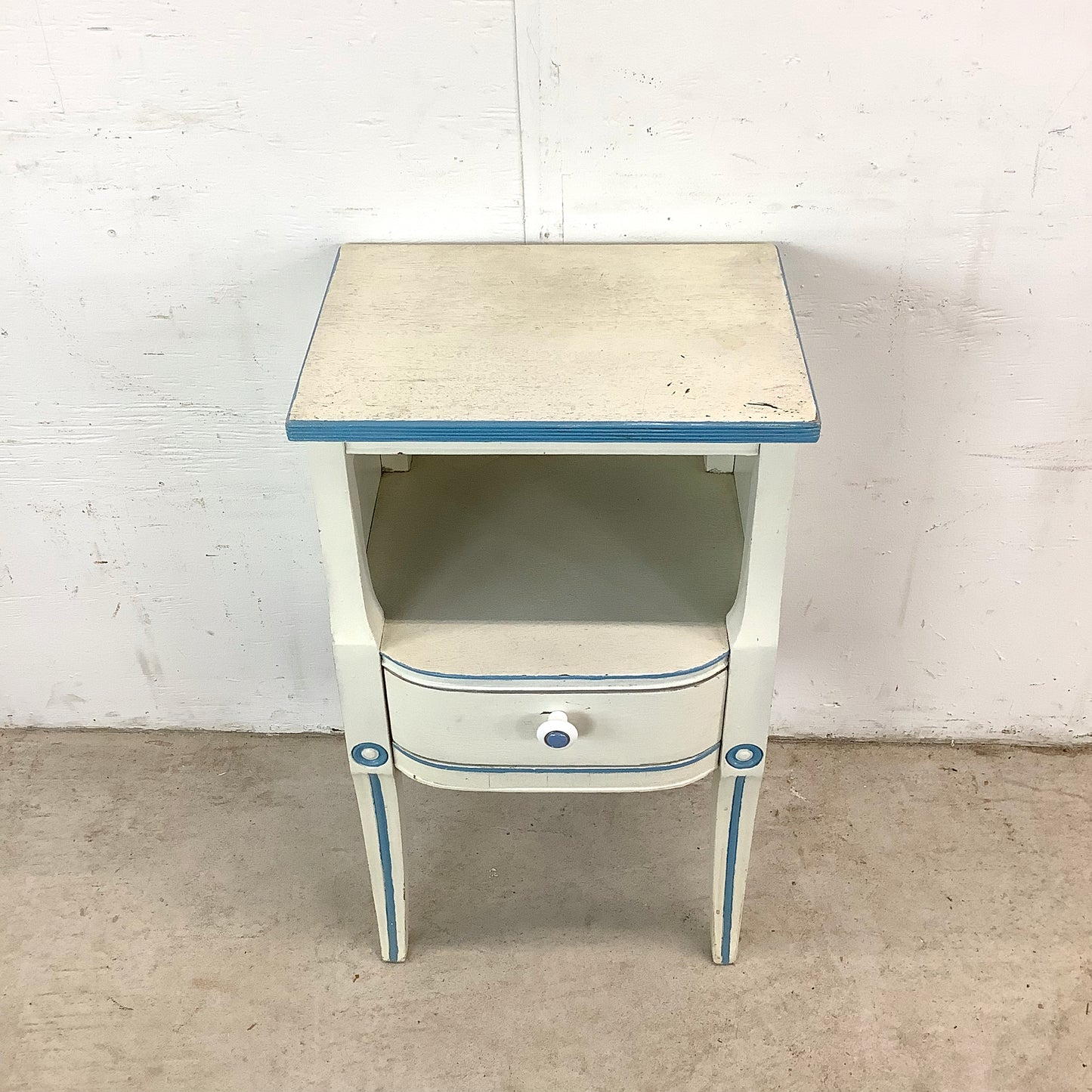 Vintage Neoclassical Nightstand with Drawer