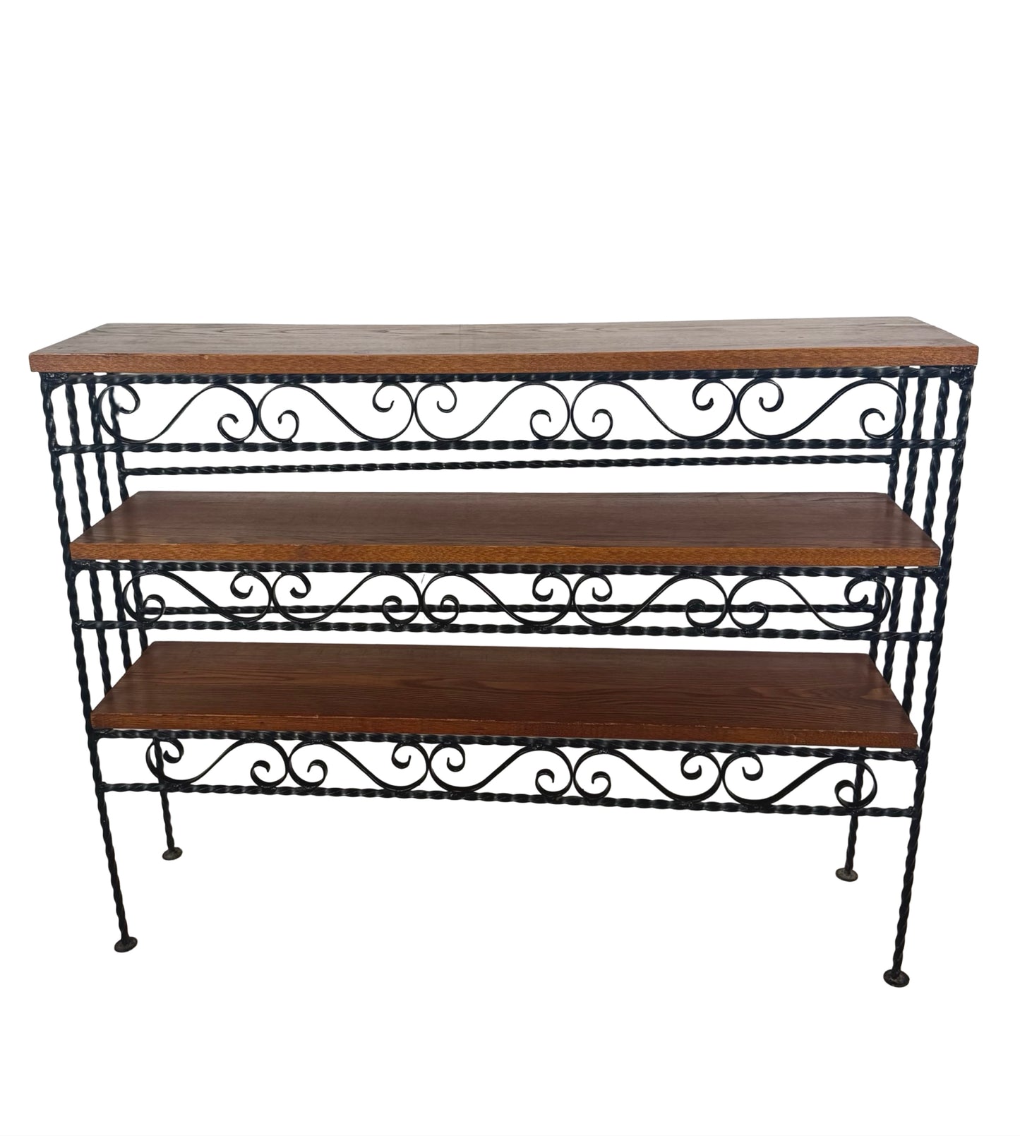 Vintage Handmade Wrought Iron Scroll Shelf — Spanish Revival Style