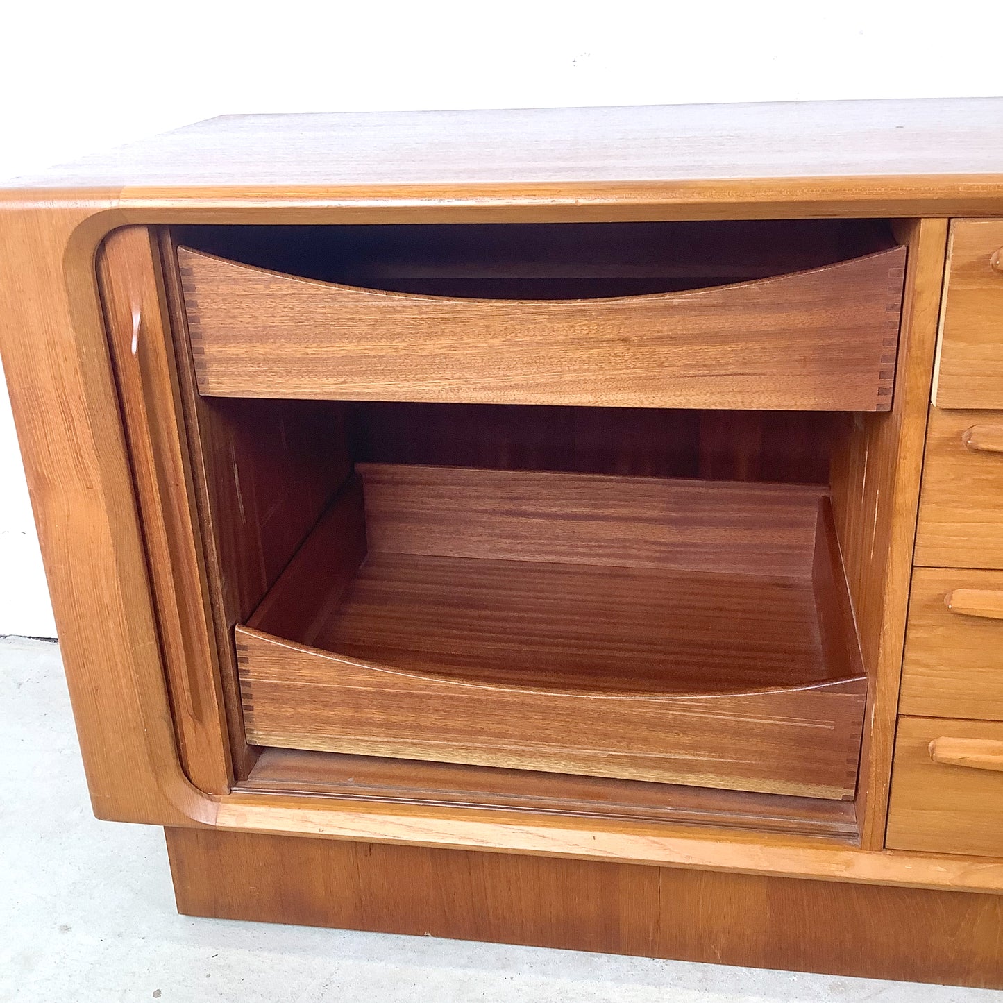 Danish Teak Tambour Door Credenza by Bernhard Pedersen & Søn | 20th Century