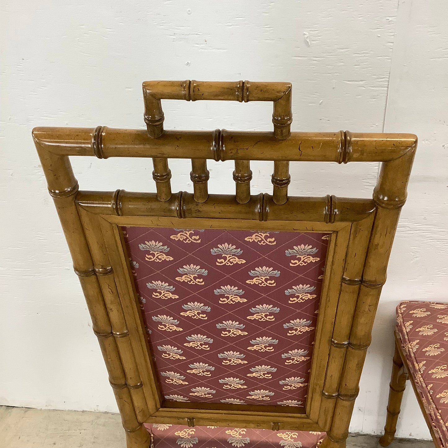 Vintage Regency Faux Bamboo Dining Chairs- set of Six