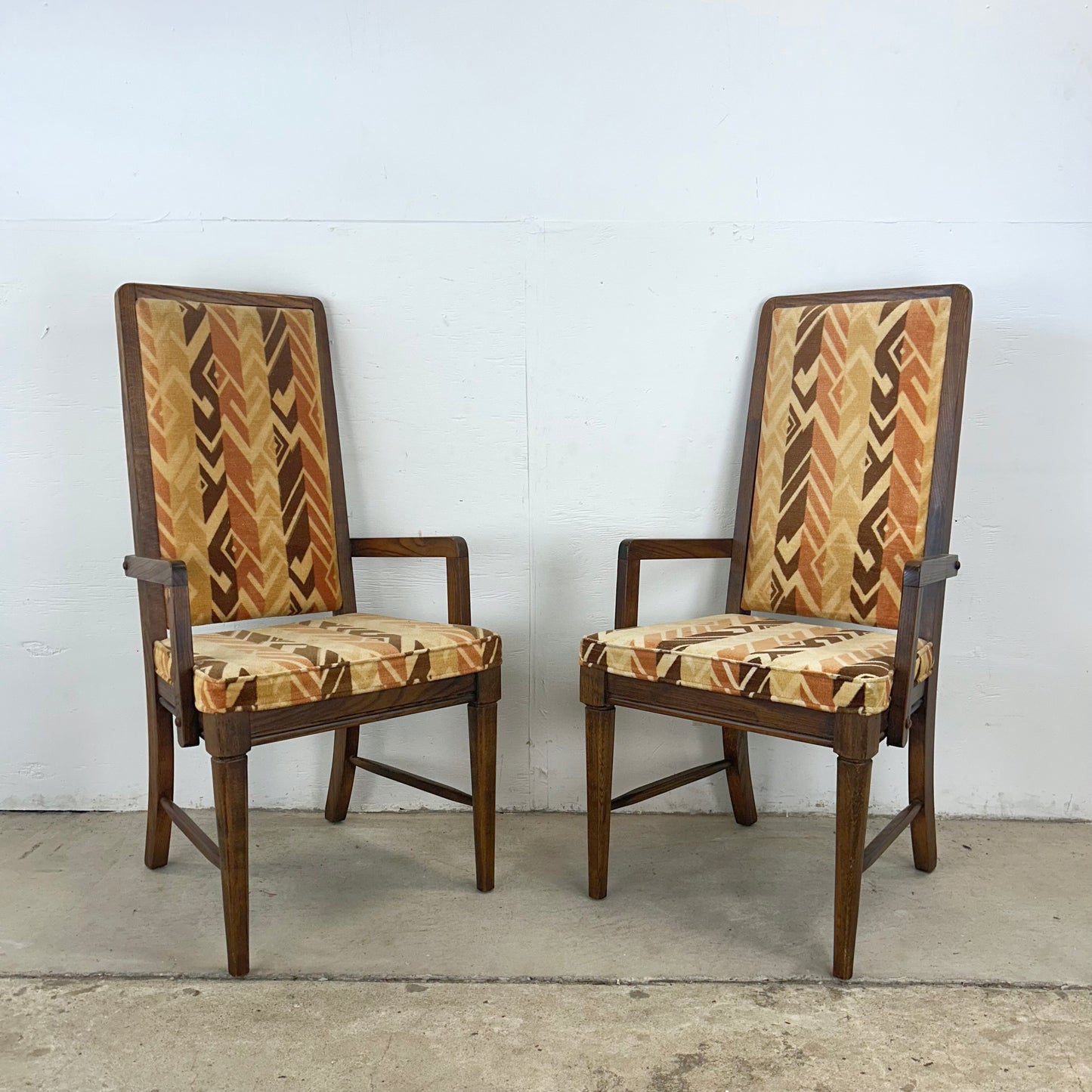 Vintage Modern High Back Dining Chairs- Set of Six